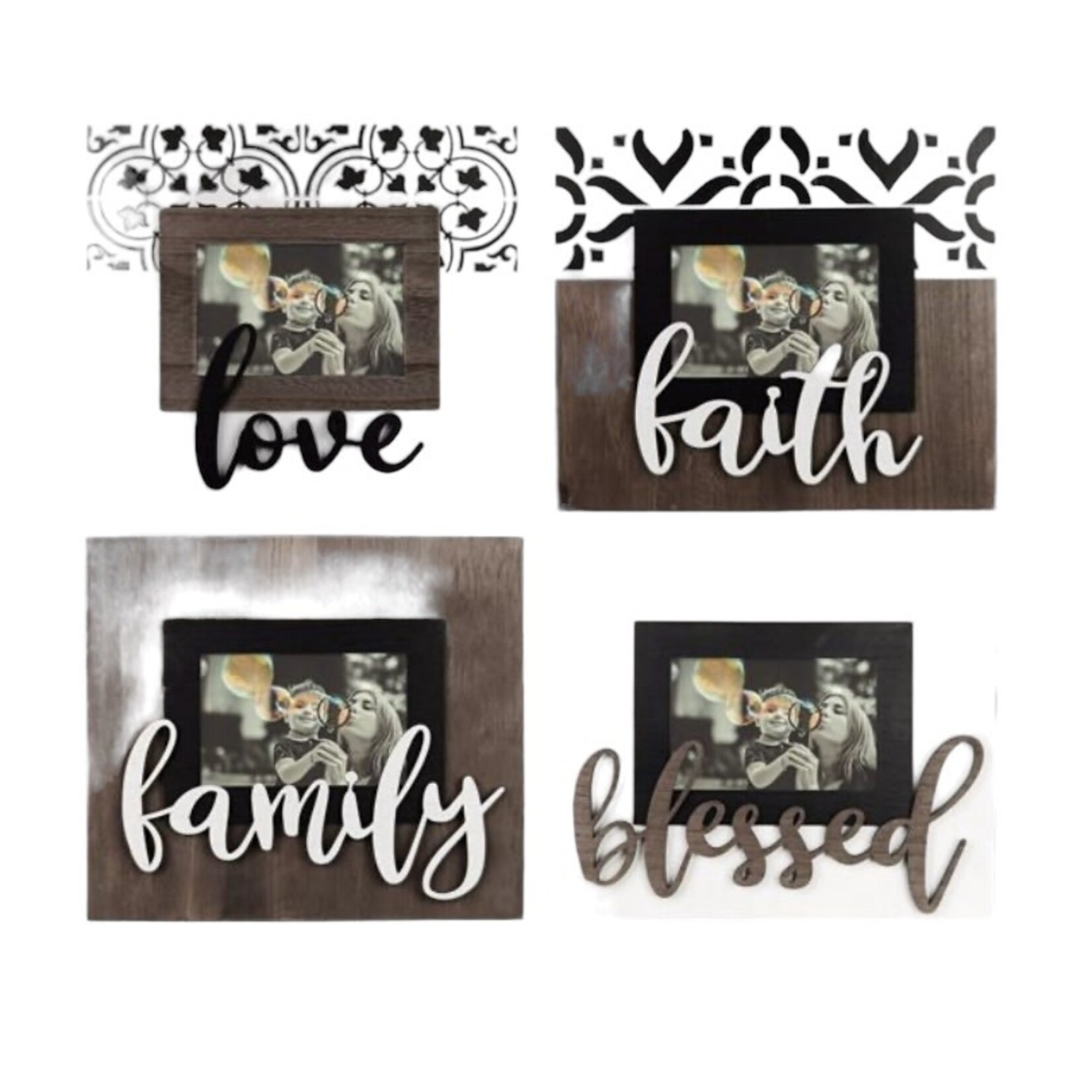 Wood 4x6 Photo Frame with Lift Letters