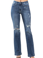 Judy Blue JB82541 DK Mid Rise Hand Sand & Destroy Bootcut Jeans