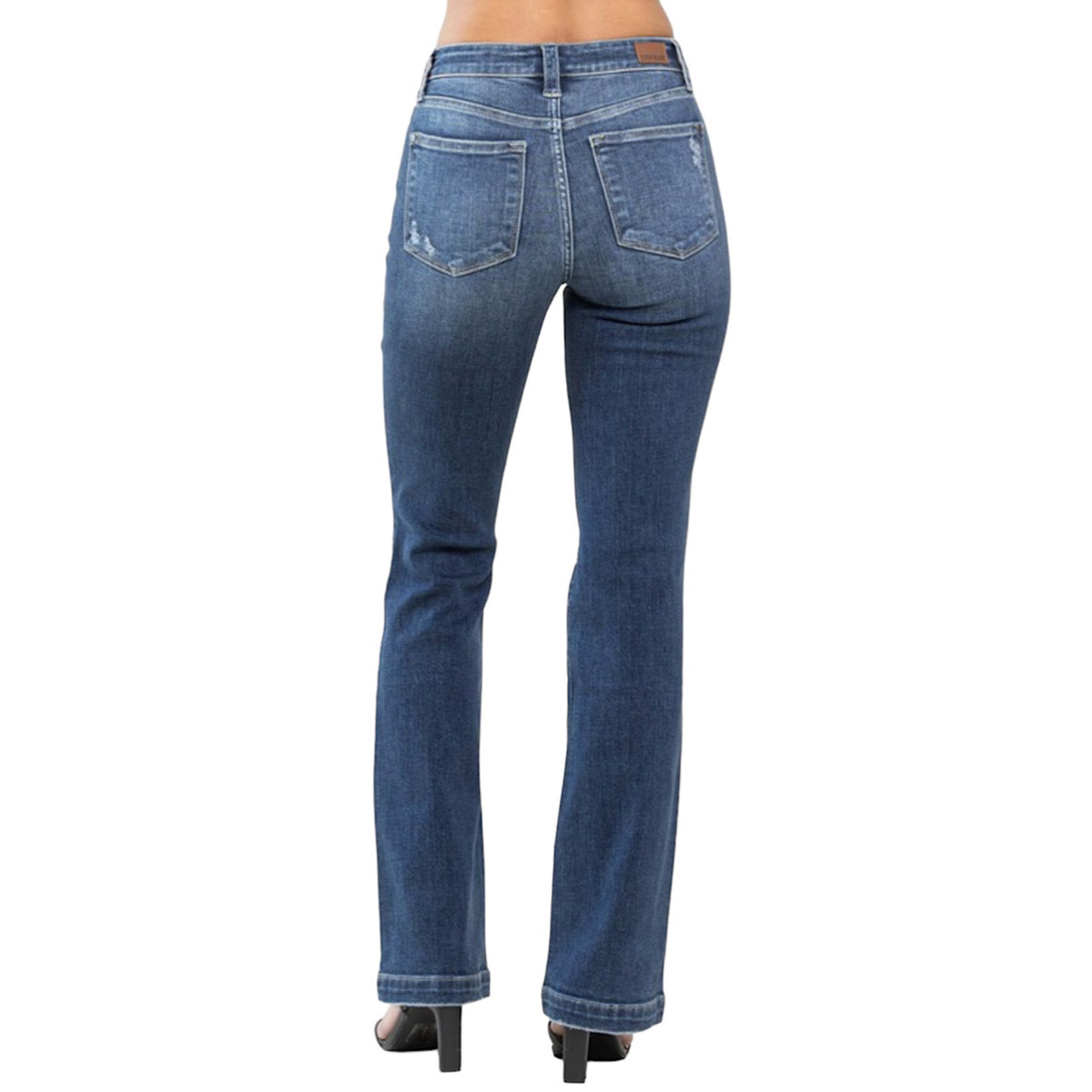 Judy Blue JB82541 DK Mid Rise Hand Sand & Destroy Bootcut Jeans