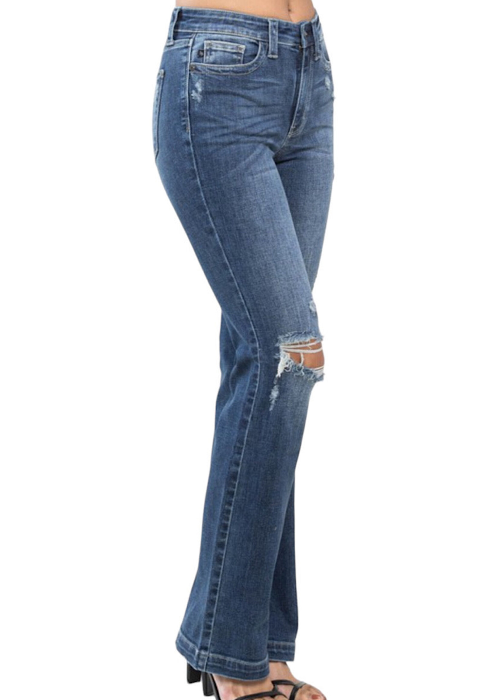 Judy Blue JB82541 DK Mid Rise Hand Sand & Destroy Bootcut Jeans