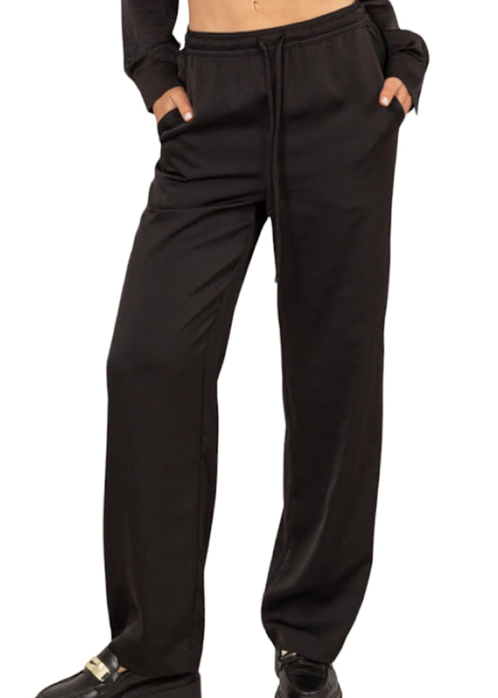 Black Relaxed Drawstring Waist Pants