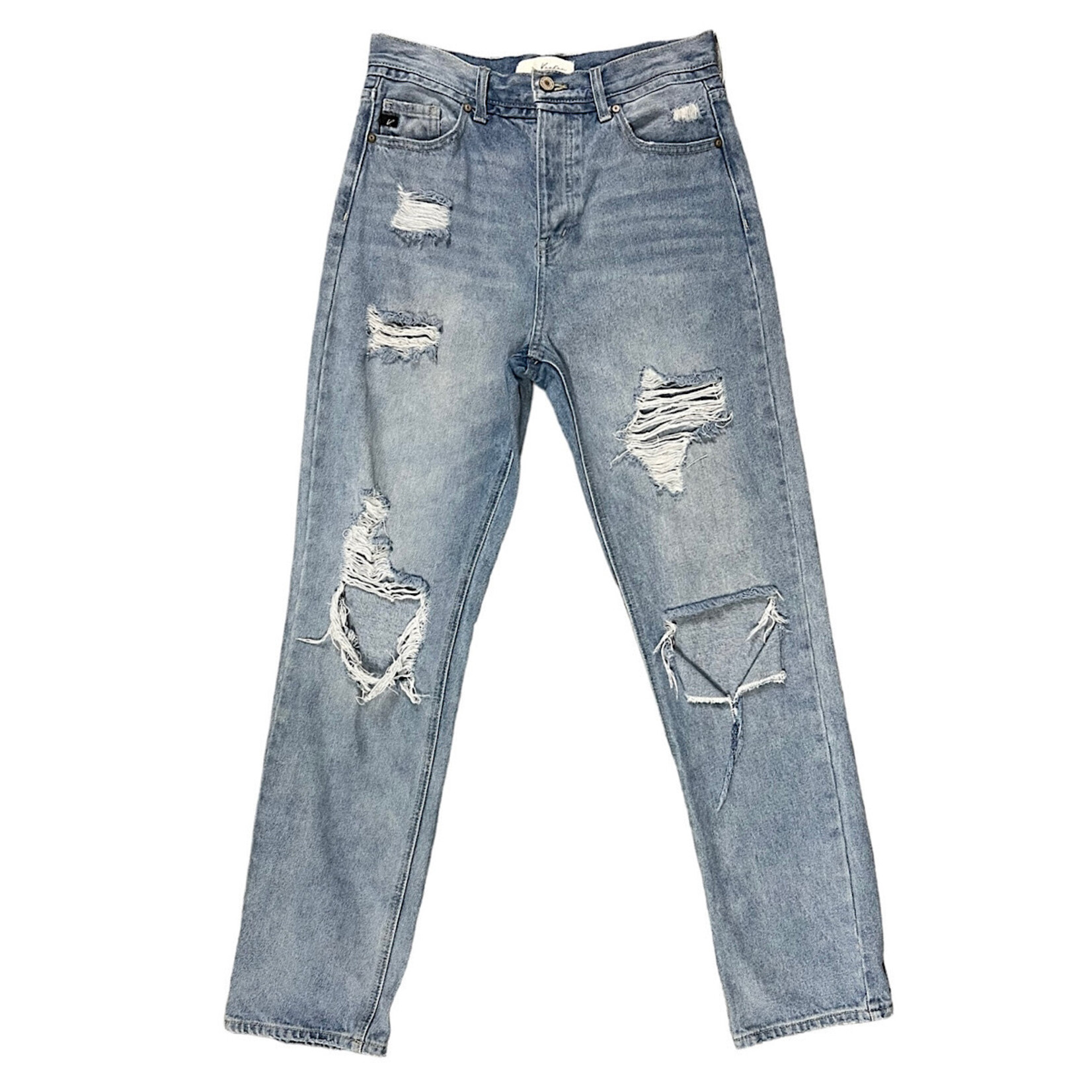 KC7860M Medium Wash Distressed Straight Fit Jeans Size 5/26-RF