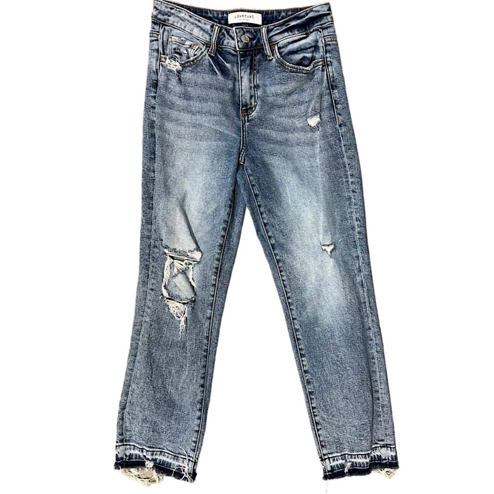Lovervet LV1051 Light Blue Wash Cropped Straight Jeans Size 3/26-RF