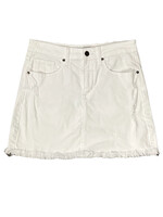 DK422-WHT White Denim Skirt with Frayed Hem Size M-RF