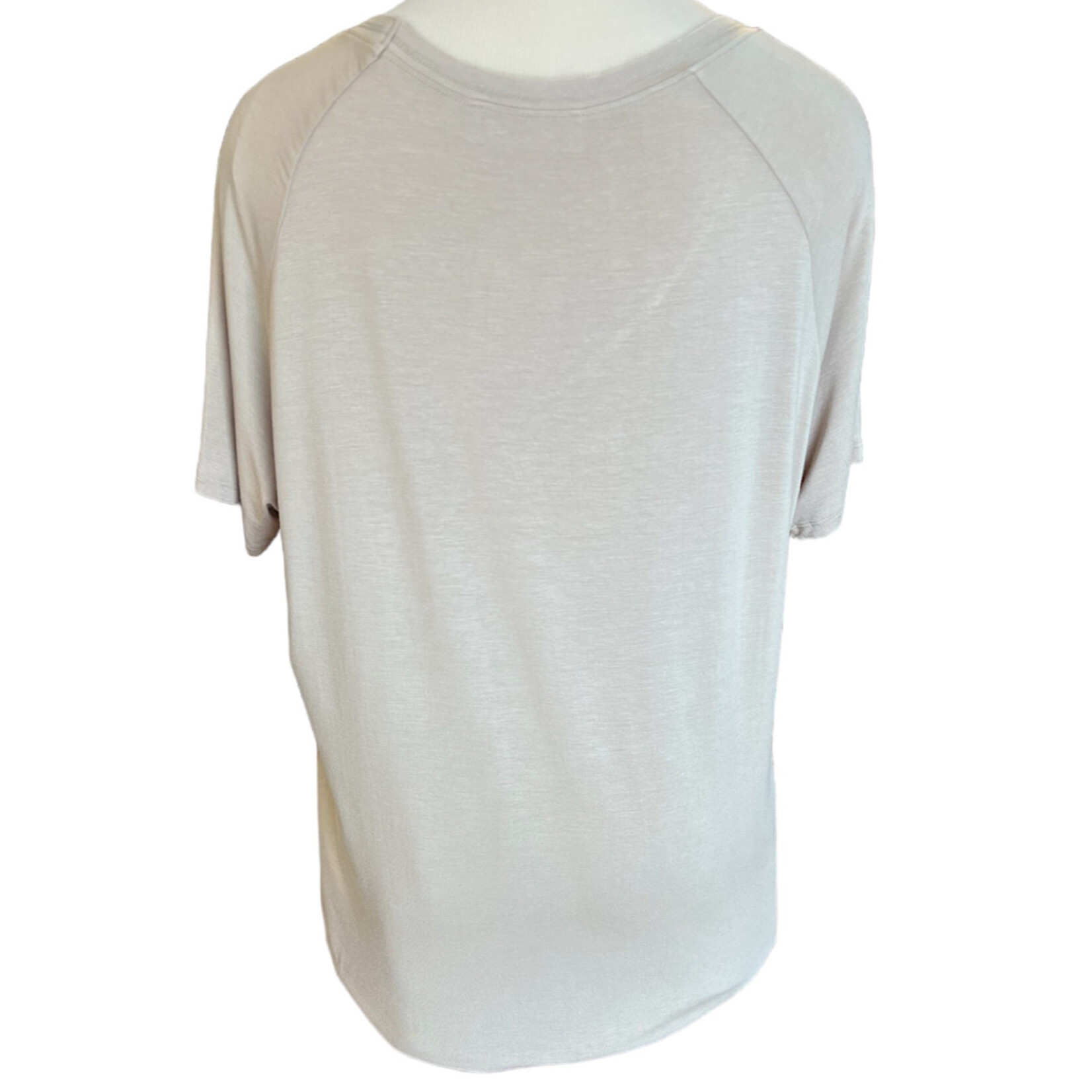 Taupe V-Neck Basic Short Sleeve Top