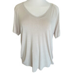 Taupe V-Neck Basic Short Sleeve Top