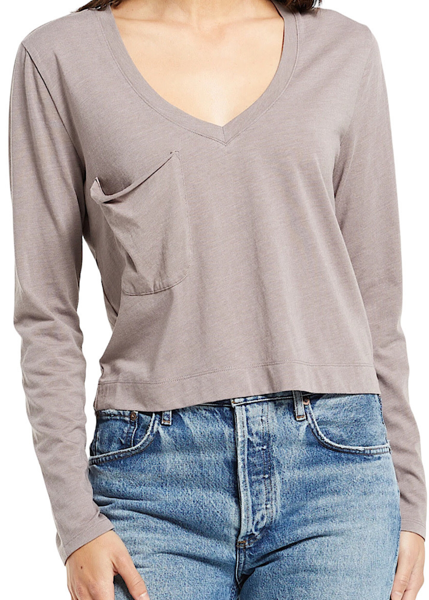 Z Supply Z Supply The L/S Skimmer Pocket Tee Fog