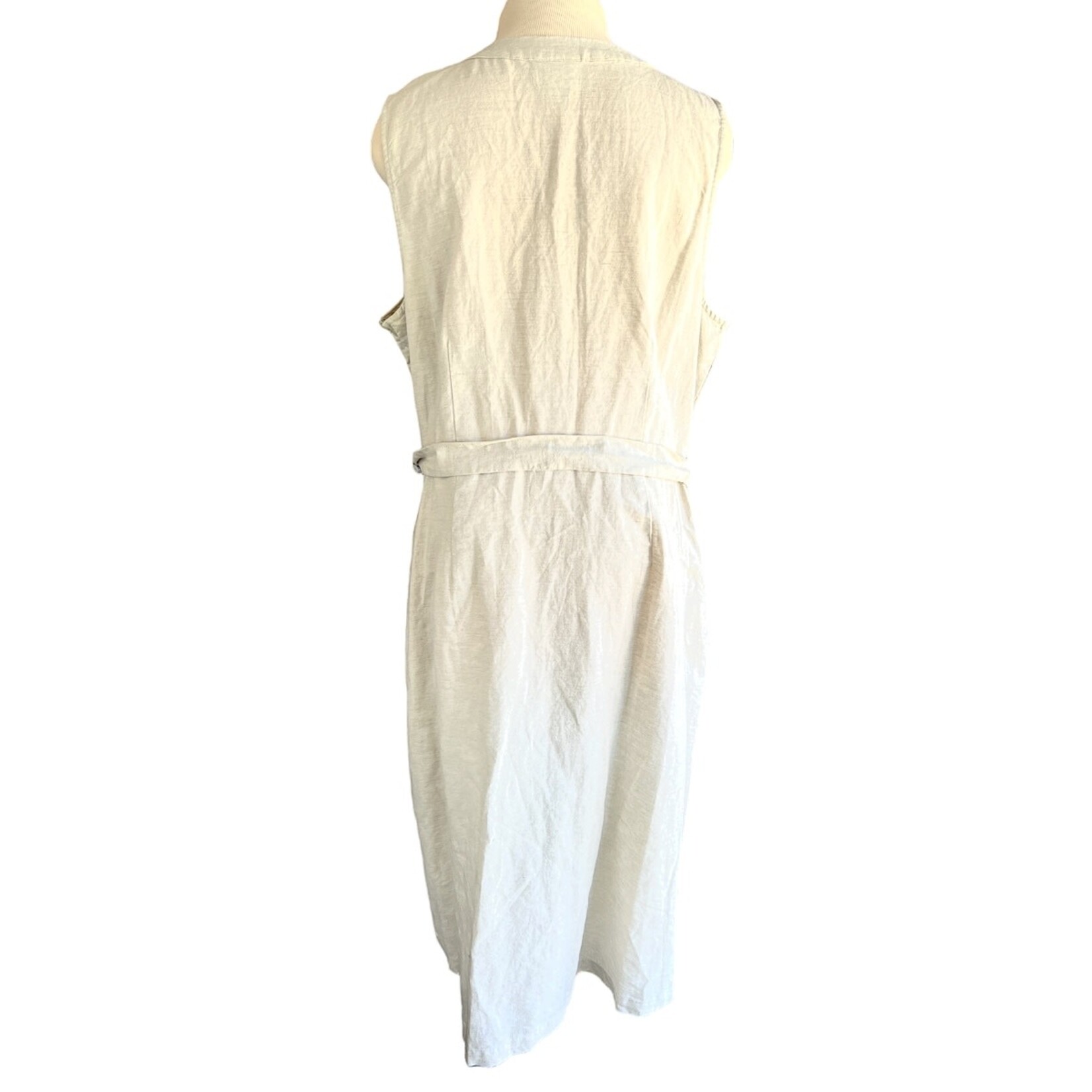 Liz Claiborne Cream Casual Dress With Pockets Size XL-RF