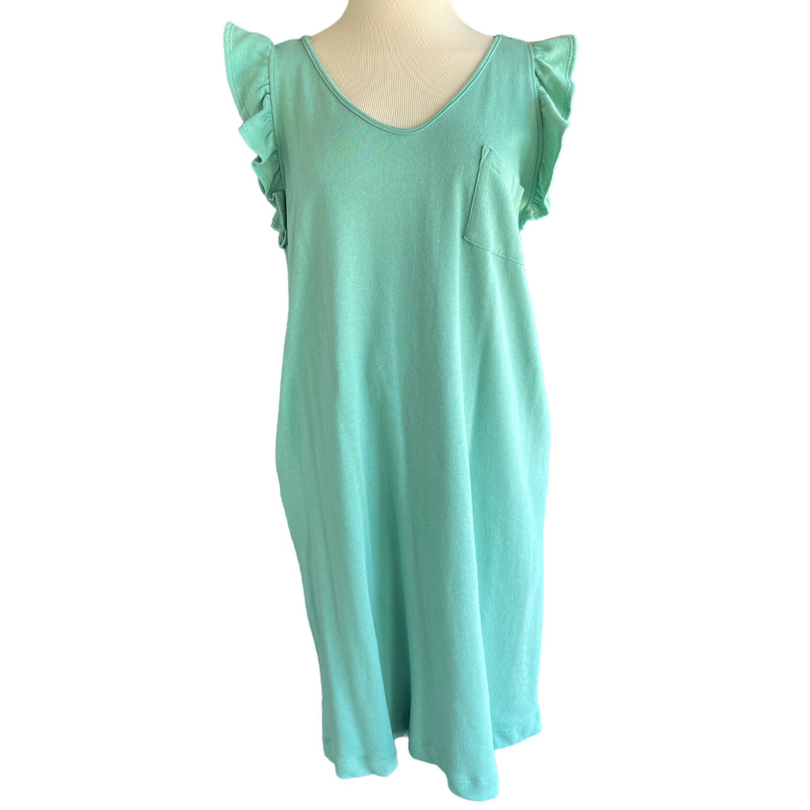 Ces Lemme Sage Ruffled Sleeve Dress Size L-RF