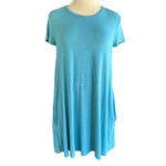 Teal T Shirt Dress with Pockets Size S-RF