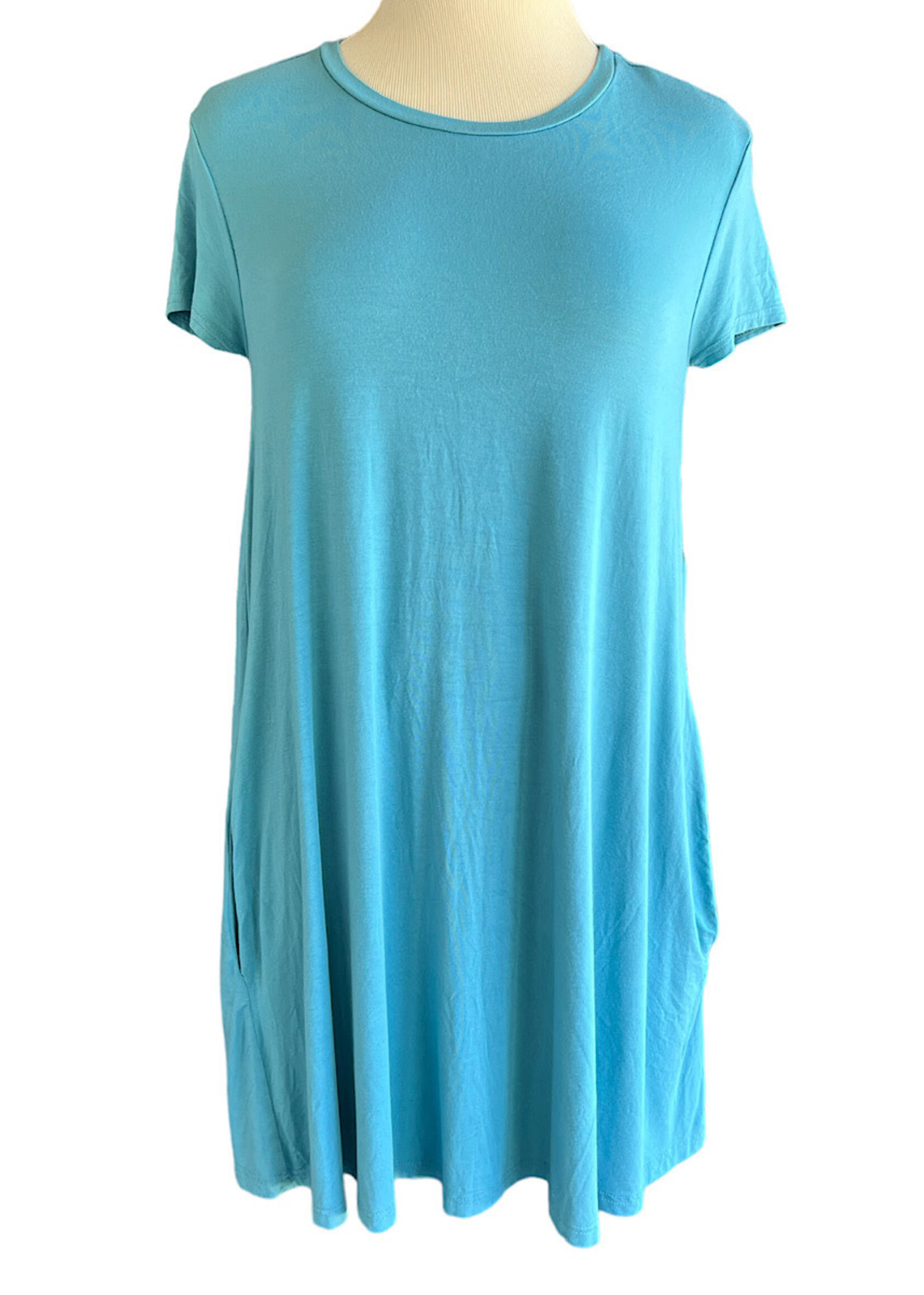 Teal T Shirt Dress with Pockets Size S-RF