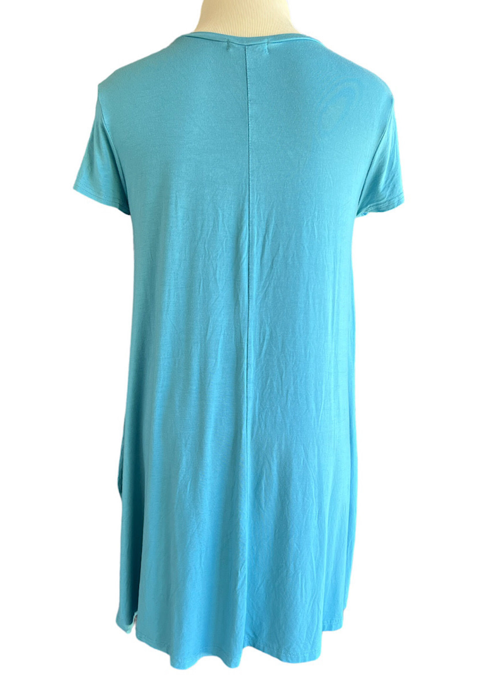 Teal T Shirt Dress with Pockets Size S-RF