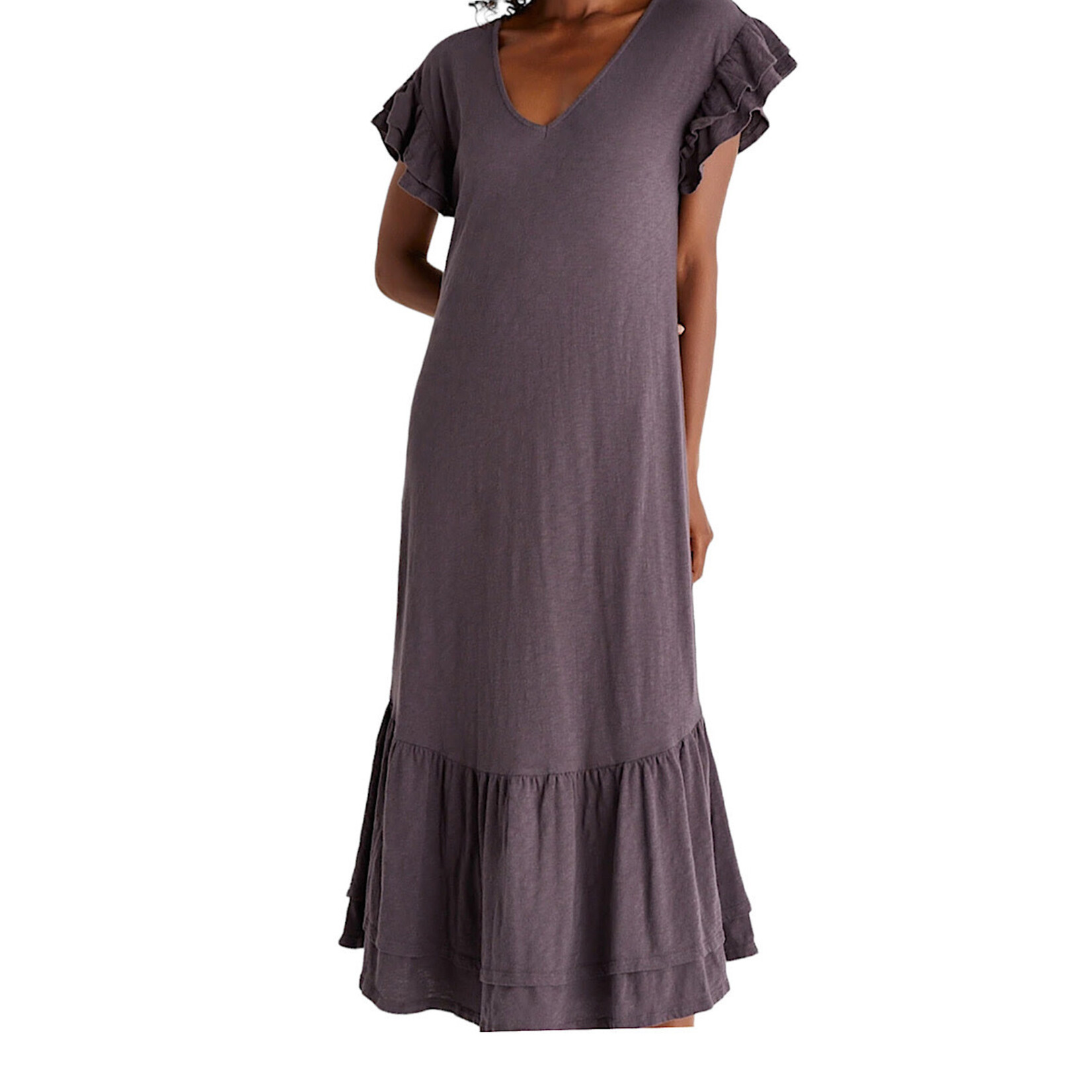 Z Supply Z Supply Zella Cotton Slub Midi Dress Shadow