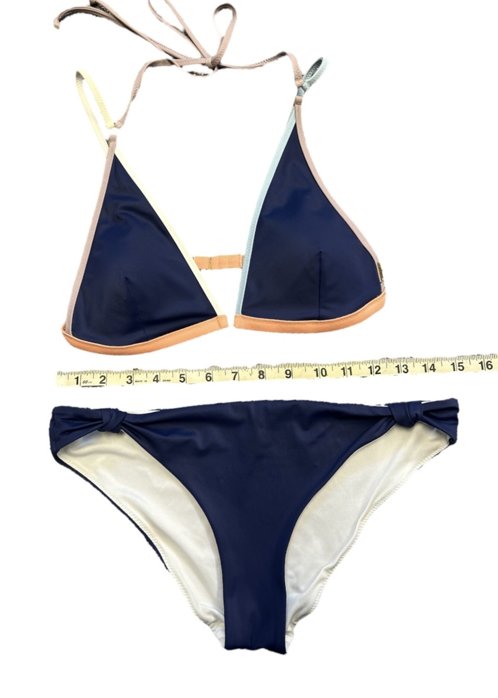 Blue Multi Colored 2 Piece Bikini Size Medium-RF