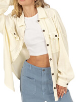 Cream Waffle Oversized Button Up Shacket