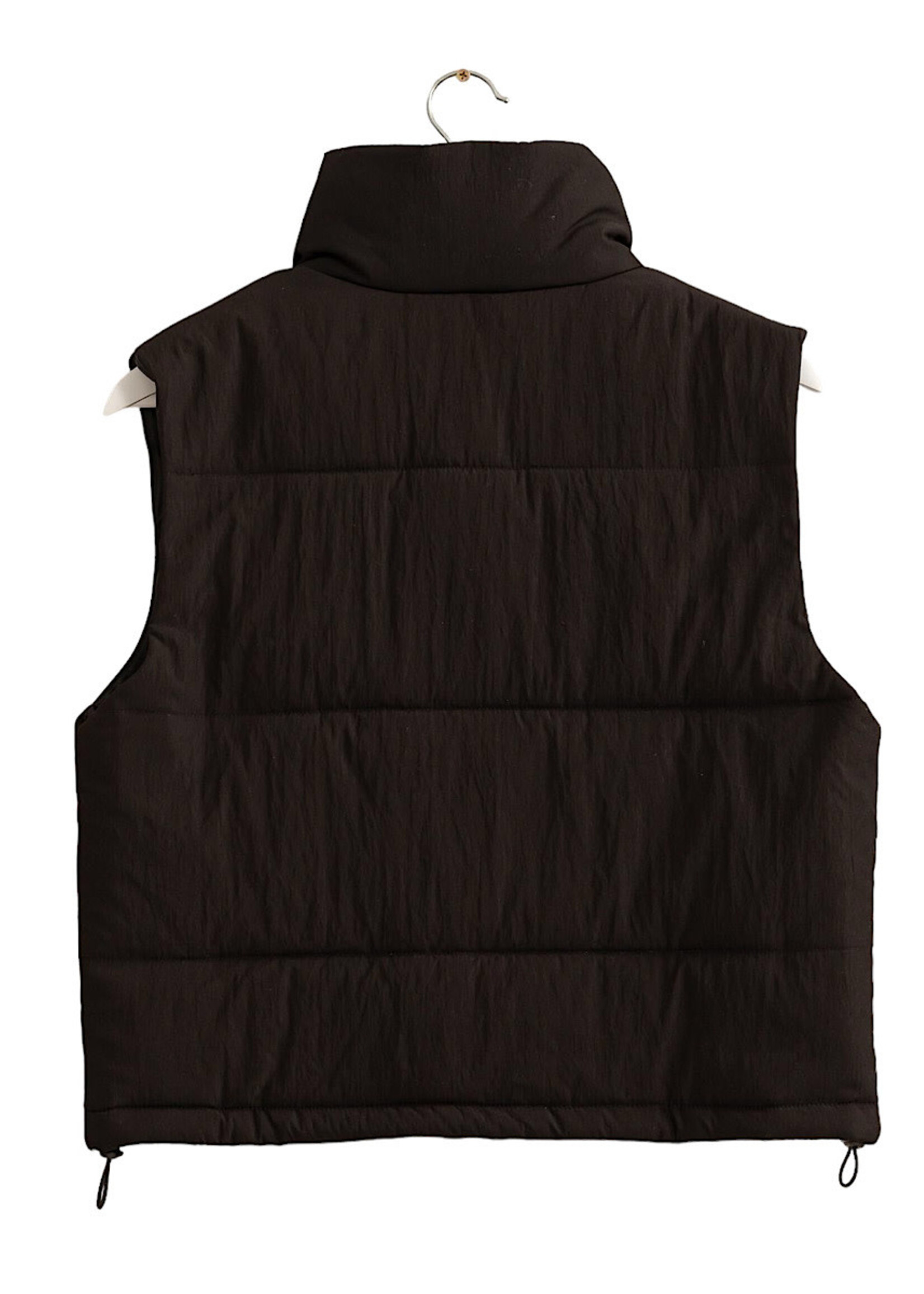 Black Puffer Vest With Zipper
