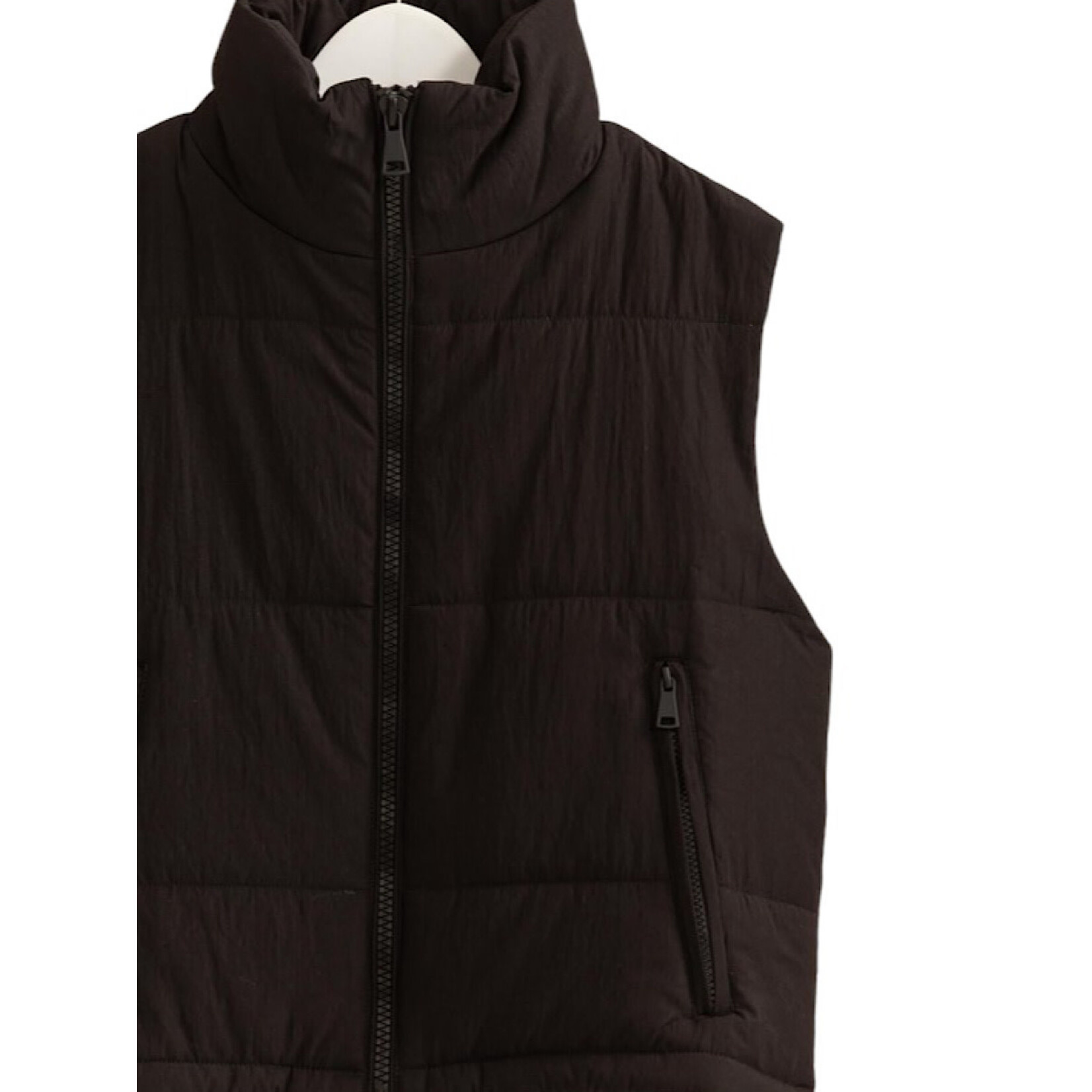 Black Puffer Vest With Zipper