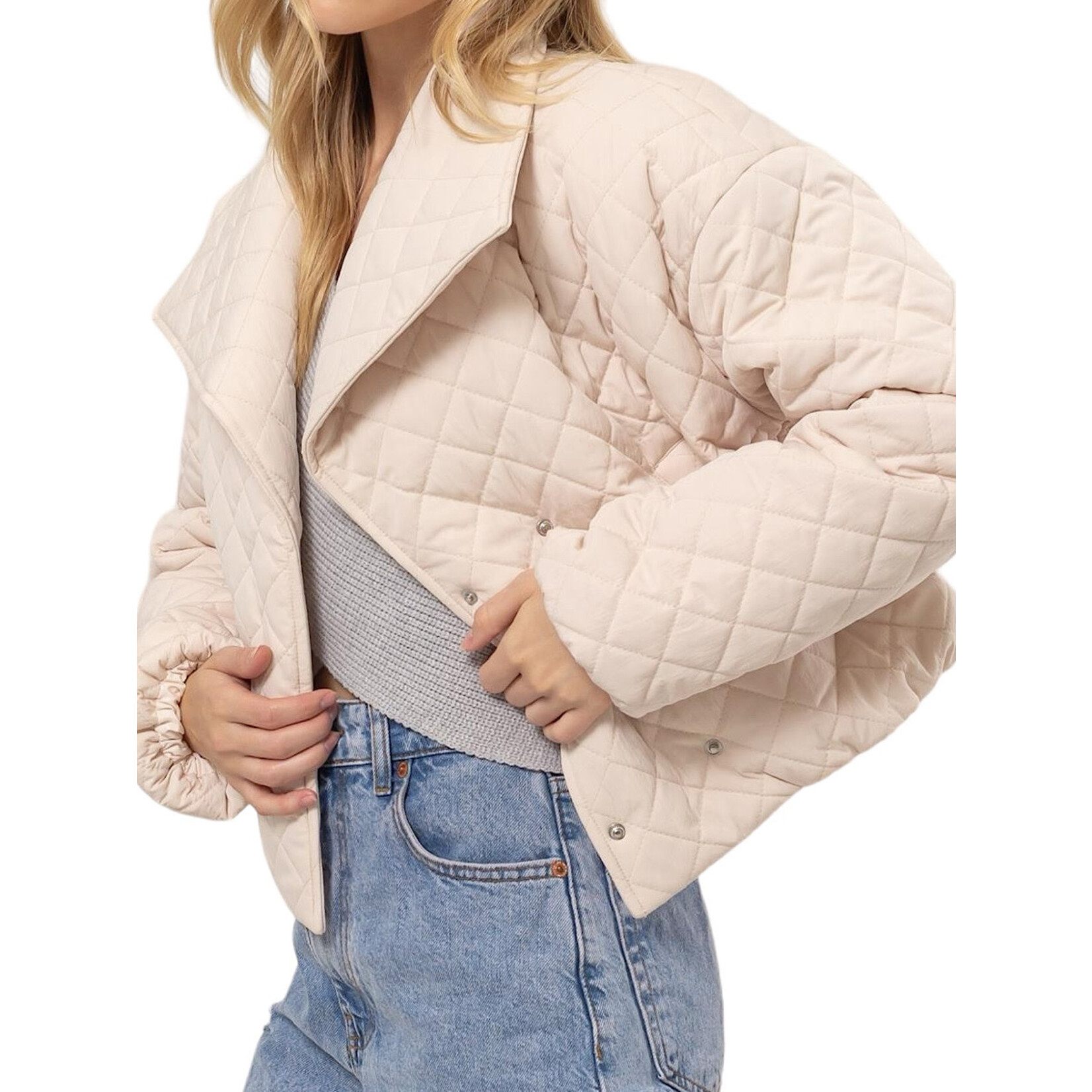Off White Quilted Cropped Puffer Jacket