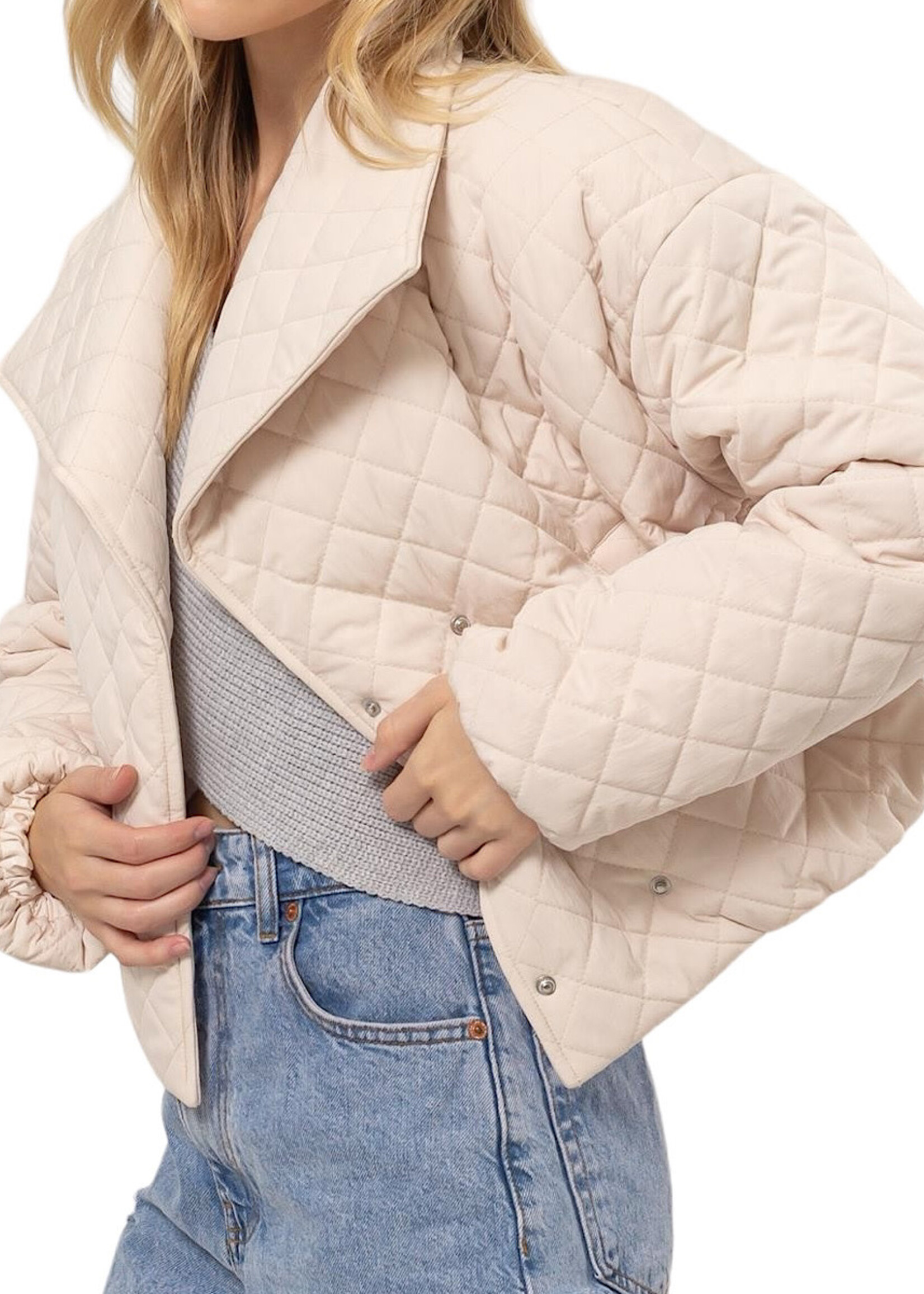 Off White Quilted Cropped Puffer Jacket