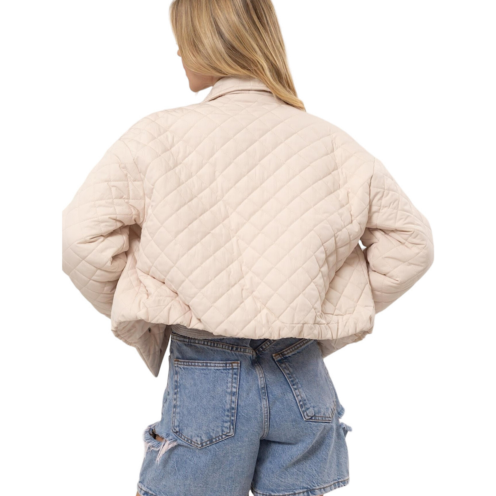 Off White Quilted Cropped Puffer Jacket