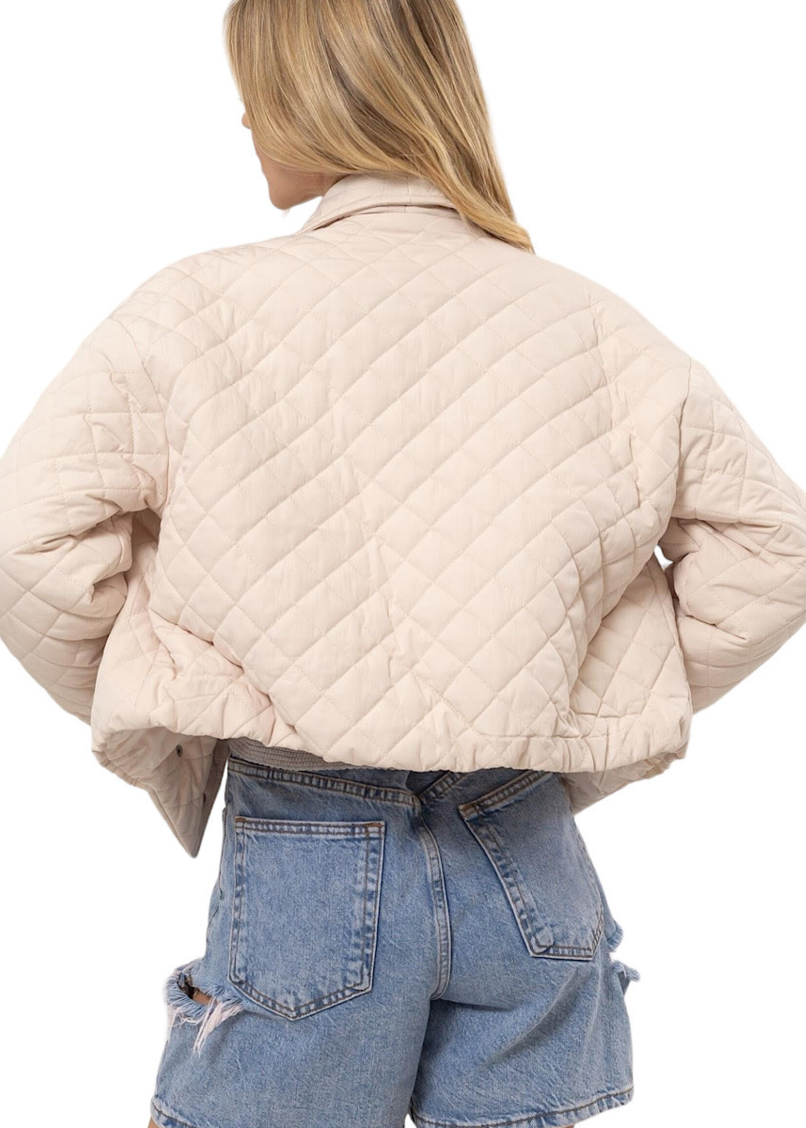 Off White Quilted Cropped Puffer Jacket