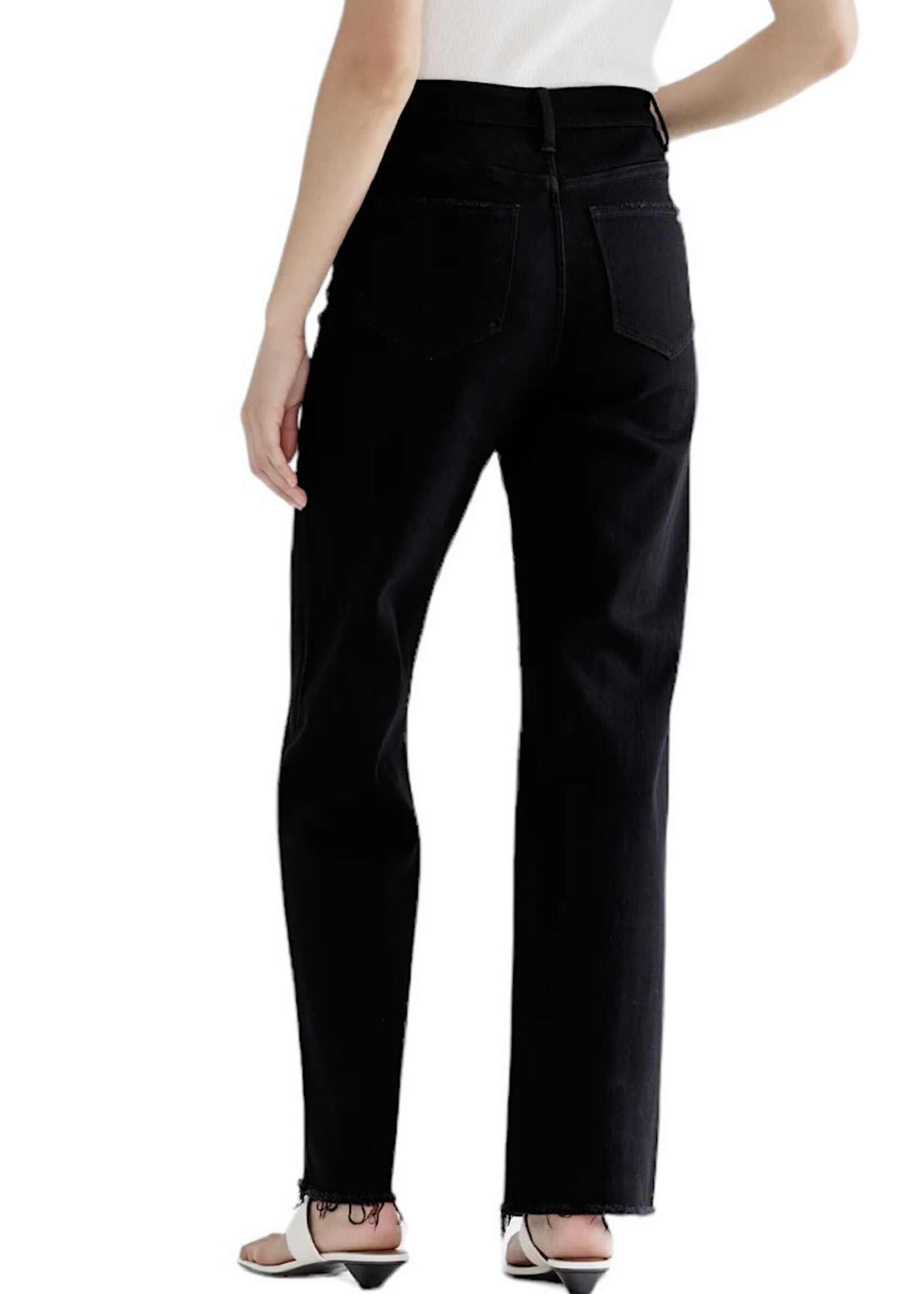 Mica Denim MICA MDP-W3251BK High Rise Slim Wide W/ Raw Hem