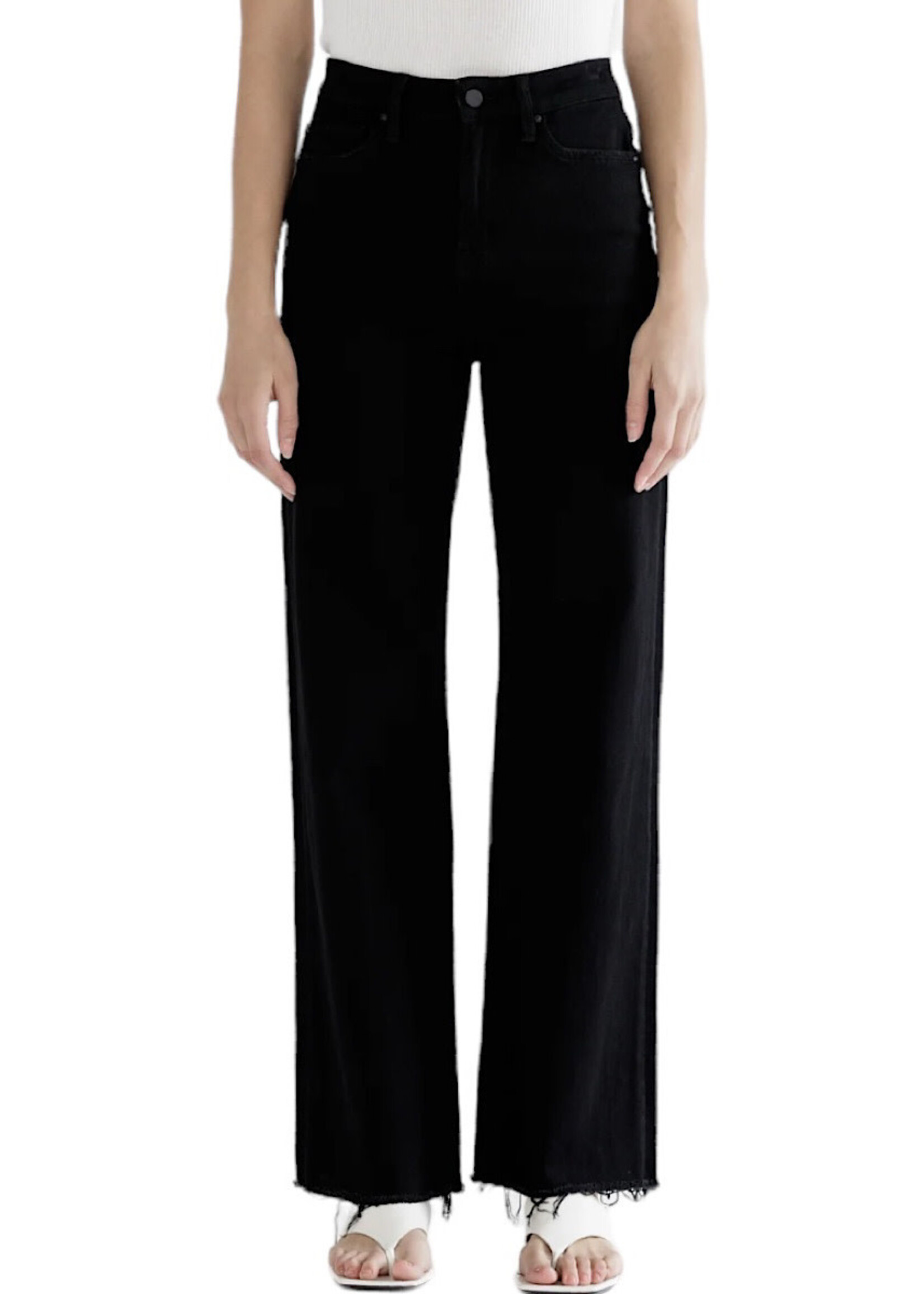 Mica Denim MICA MDP-W3251BK High Rise Slim Wide W/ Raw Hem