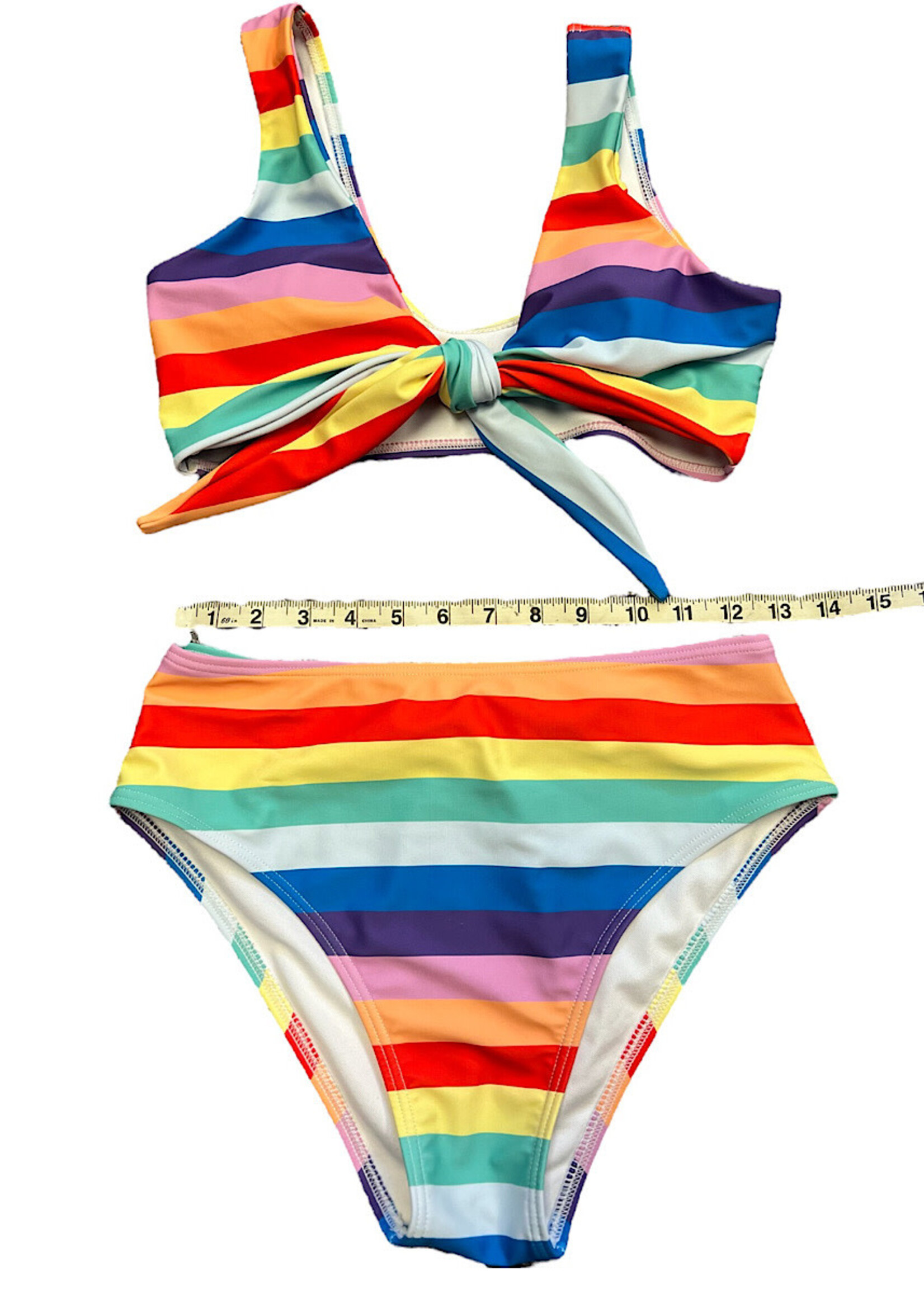 RF-Striped Colorful 2 Piece Bikini Size M