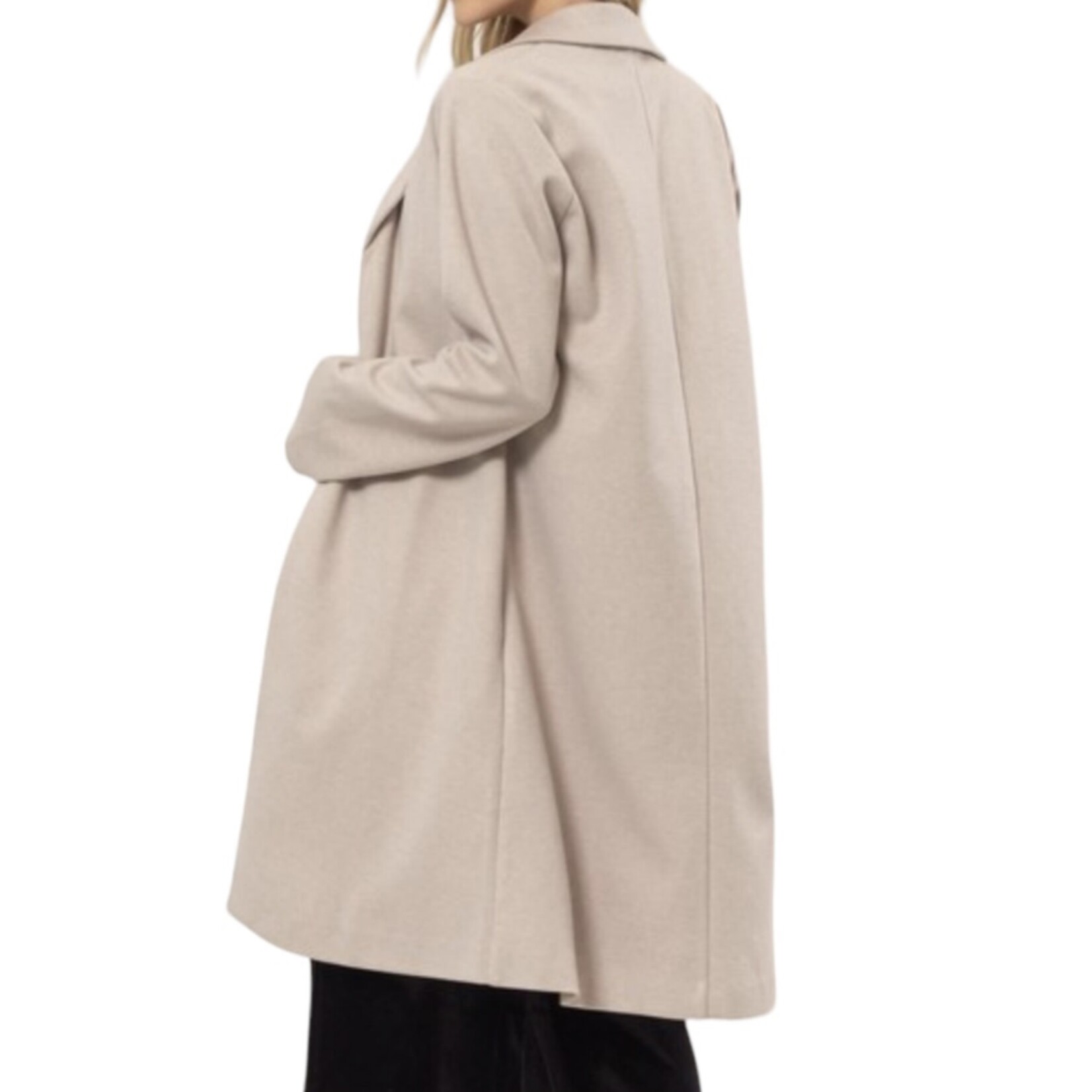 Oatmeal Open Front Long Coat