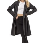 Dark Grey Open Front Long Coat