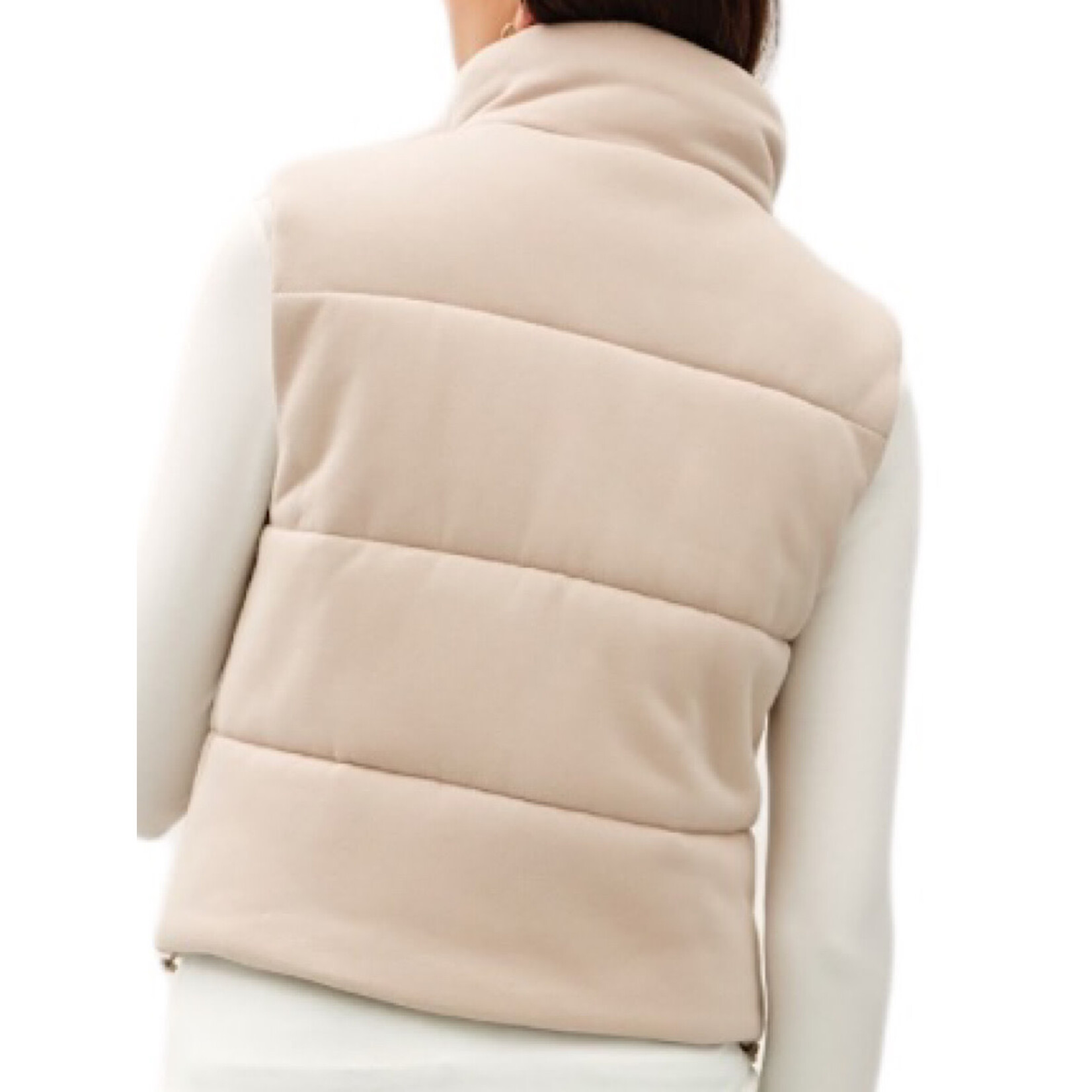 Beige Puffer Vest with Zipper