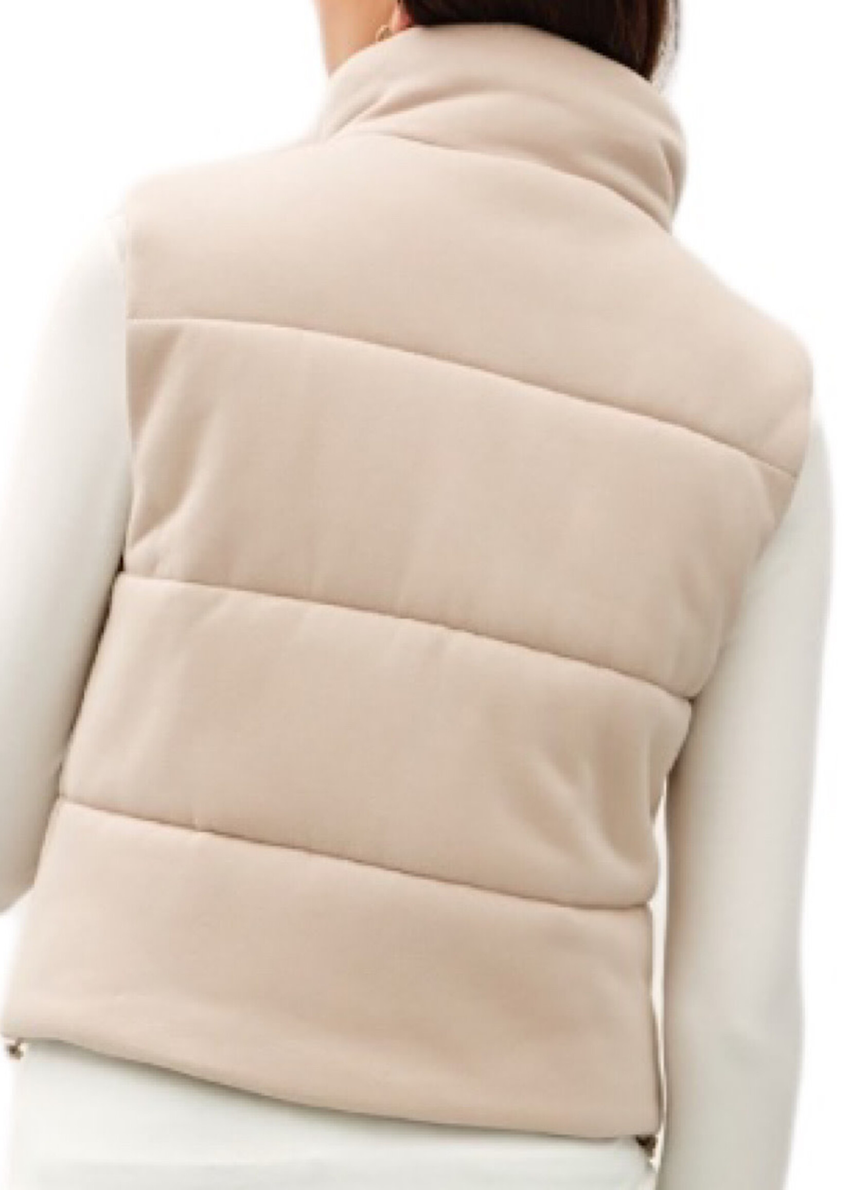 Beige Puffer Vest with Zipper