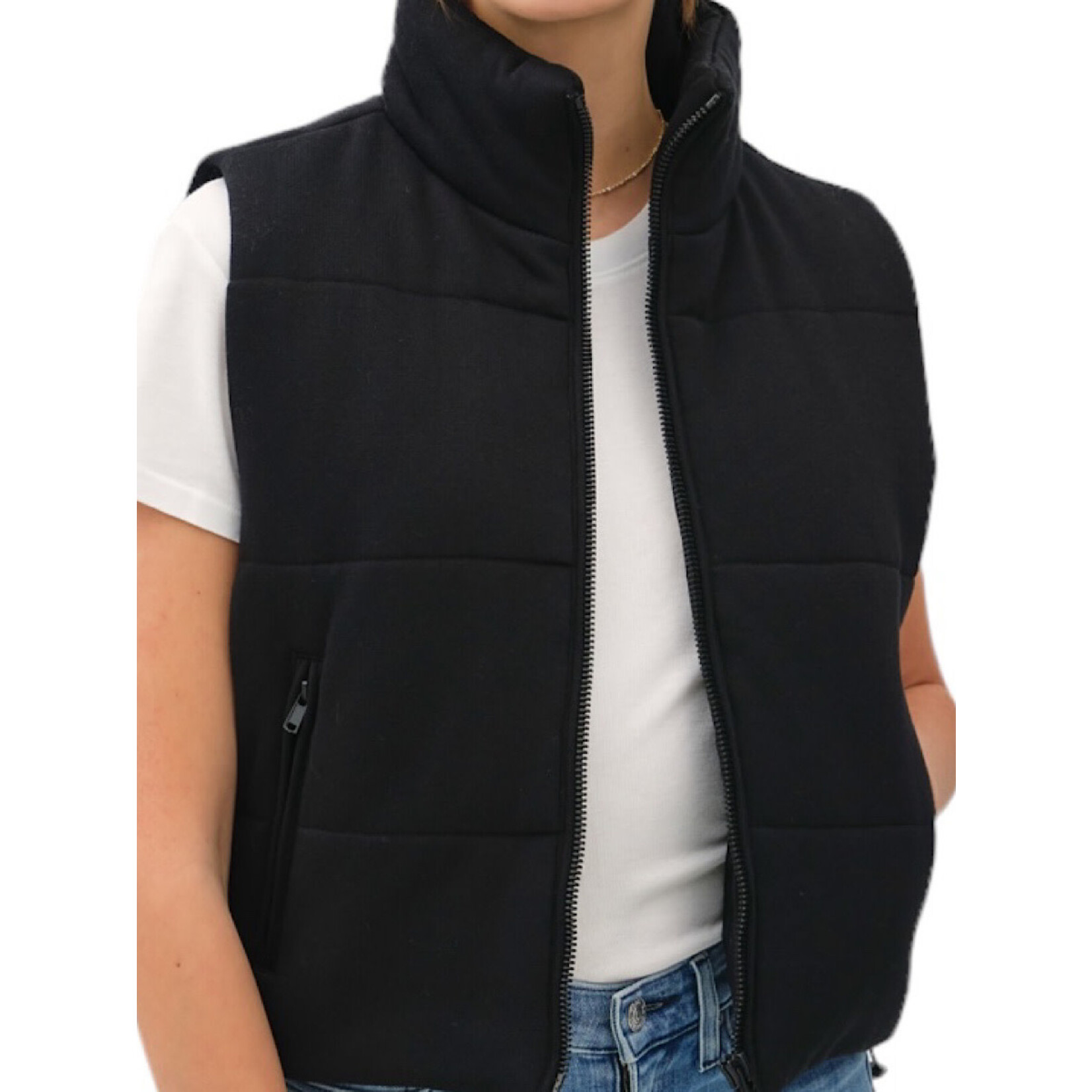 Black Puffer Vest with Zipper