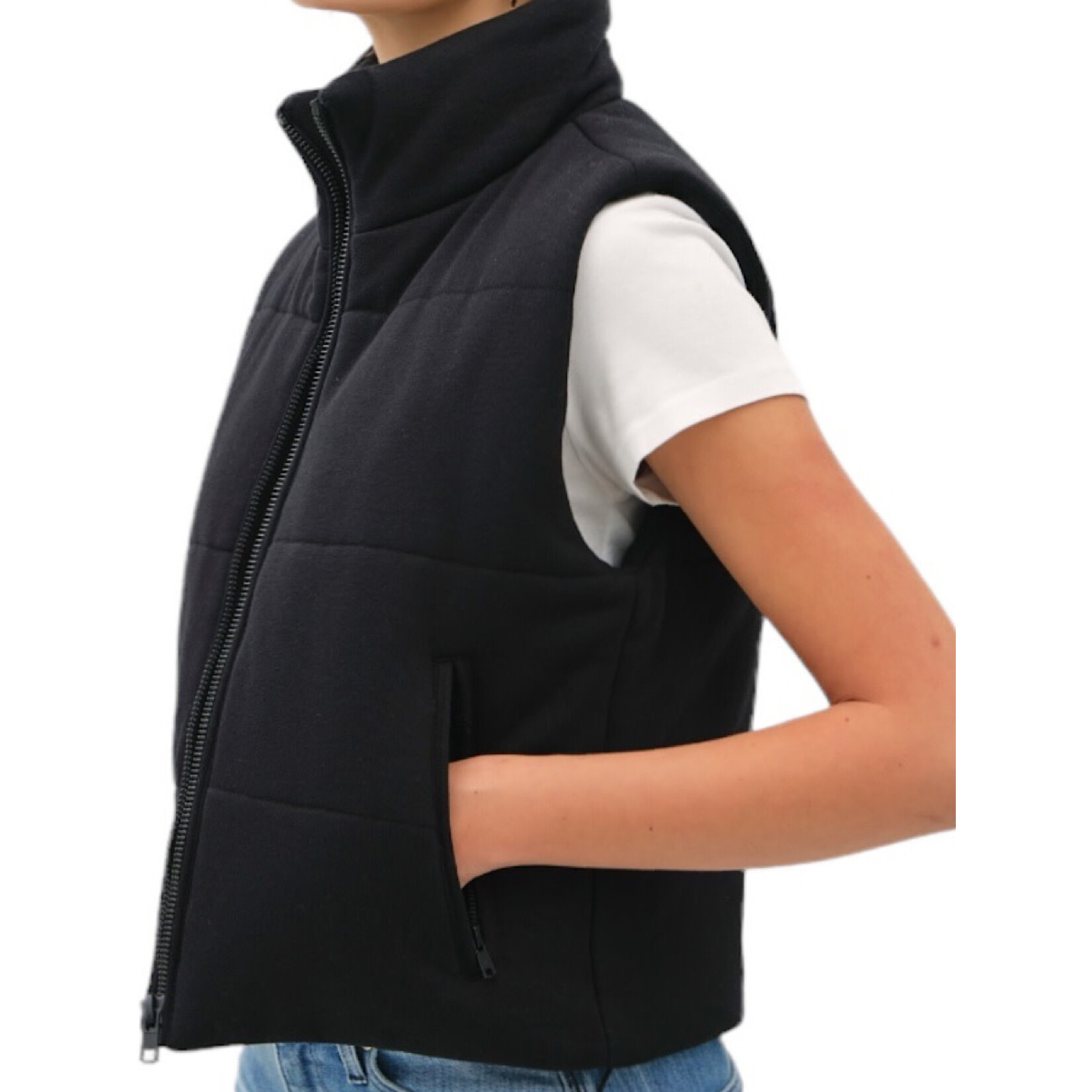 Black Puffer Vest with Zipper