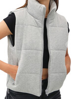 Heather Grey Puffer Vest with Zipper