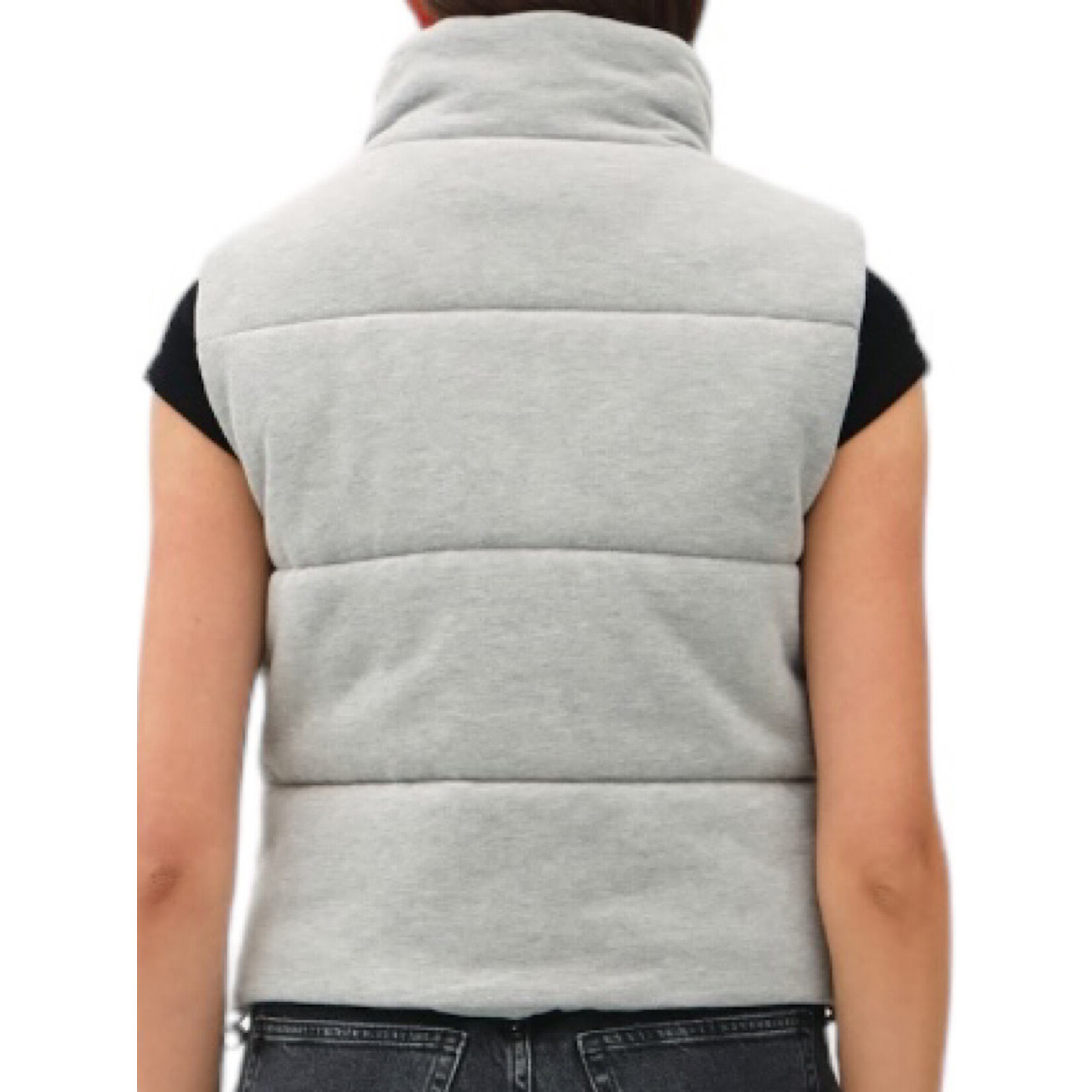 Heather Grey Puffer Vest with Zipper