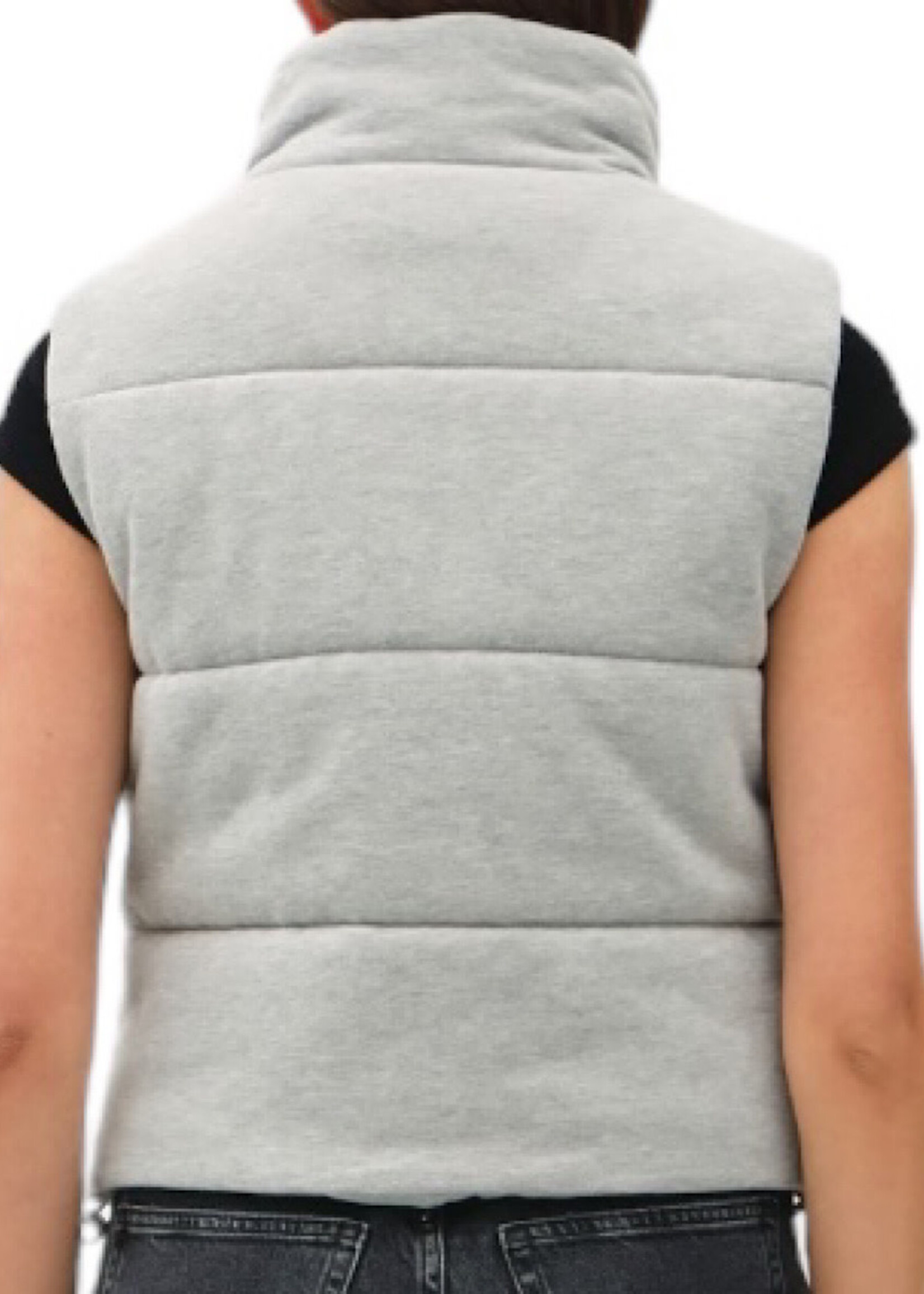 Heather Grey Puffer Vest with Zipper