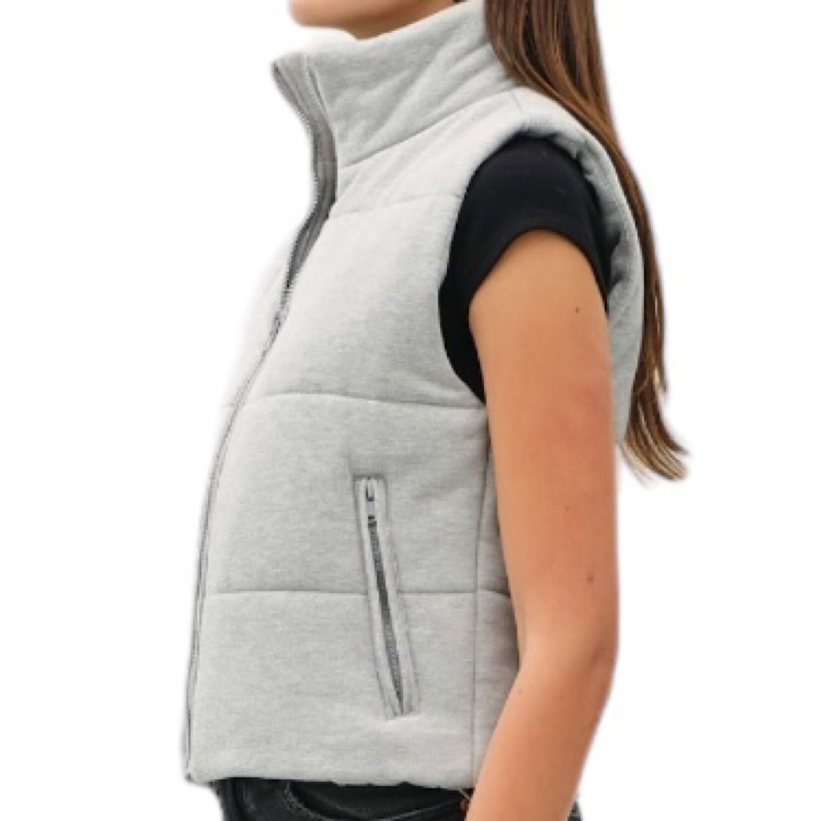 Heather Grey Puffer Vest with Zipper