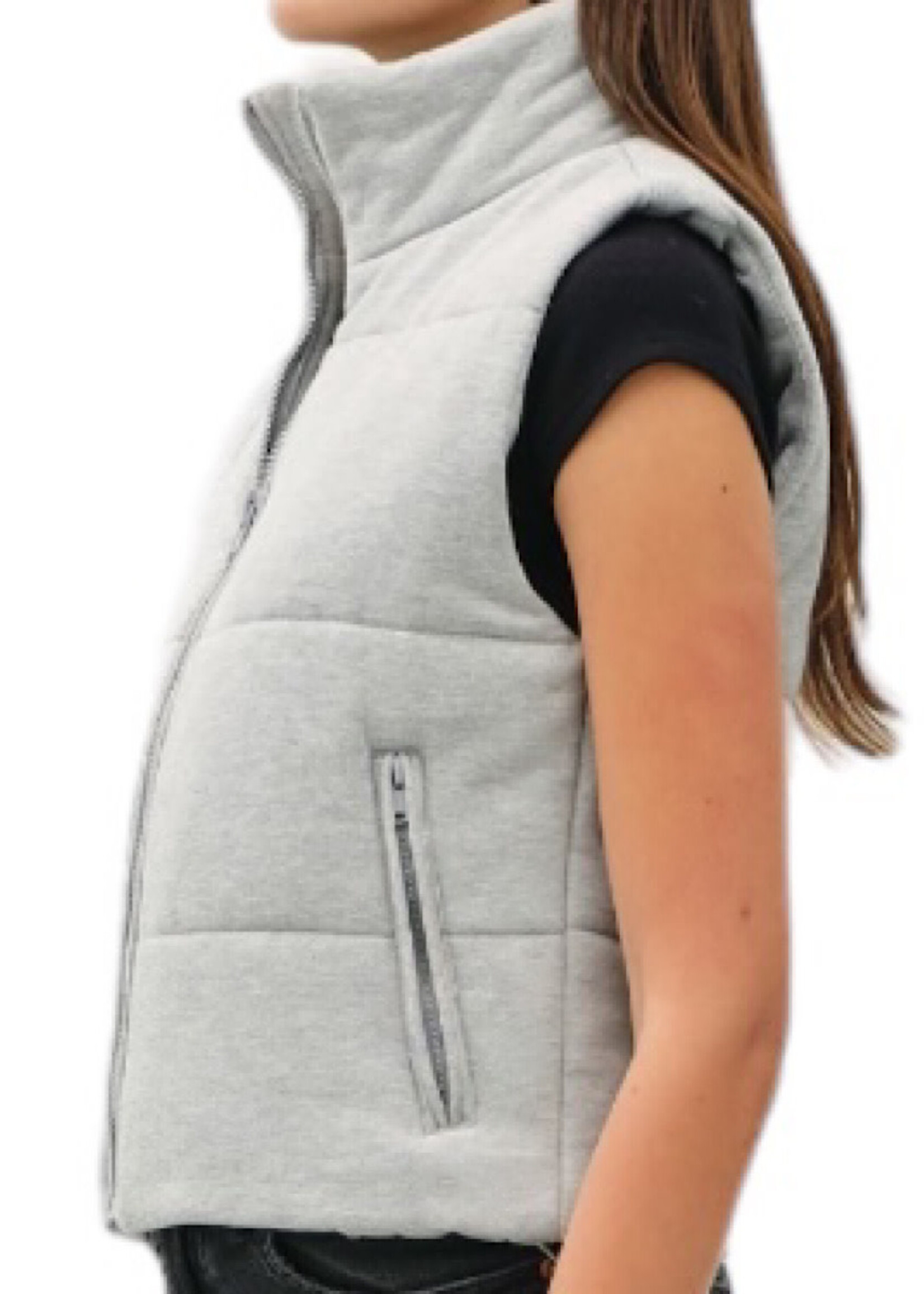 Heather Grey Puffer Vest with Zipper