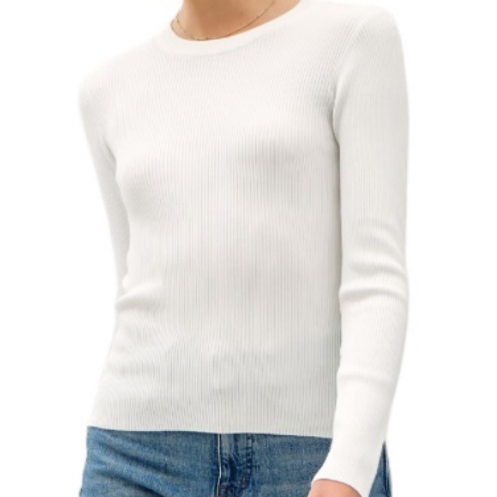 Ivory Crewneck Long Sleeve Rib Sweater