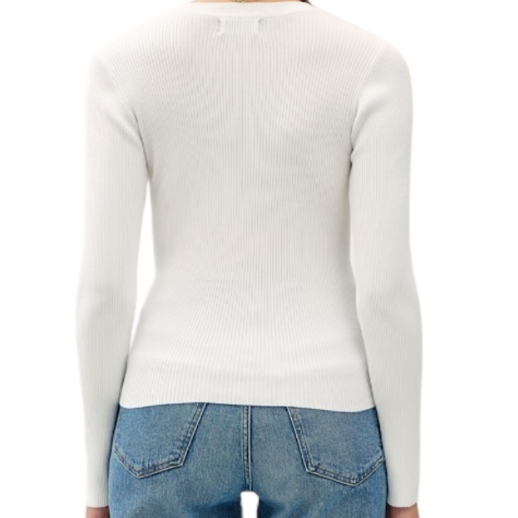 Ivory Crewneck Long Sleeve Rib Sweater