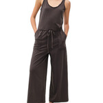 Charcoal Tank Jumpsuit With Wide Leg & Tie Waist
