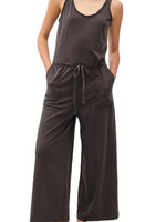 Charcoal Tank Jumpsuit With Wide Leg & Tie Waist