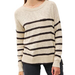 Natural Striped Slub Yarn Round Neck Sweater Natural Striped Slub Yarn Round Neck Sweater