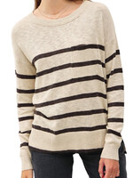Natural Striped Slub Yarn Round Neck Sweater