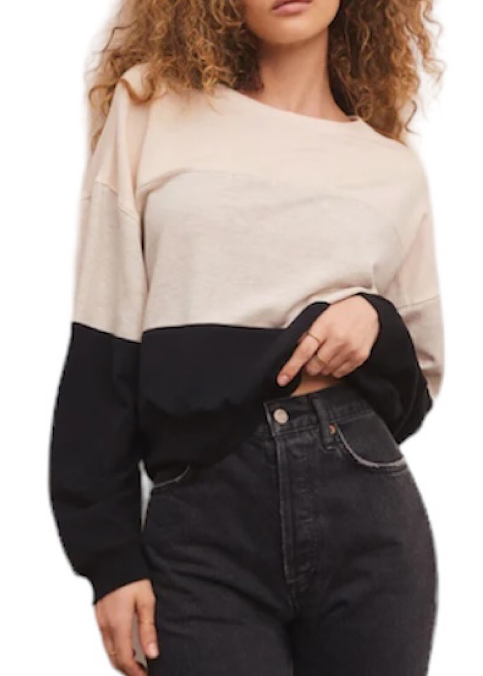Z Supply Z Supply Colorblock Modal Sweatshirt Black/White