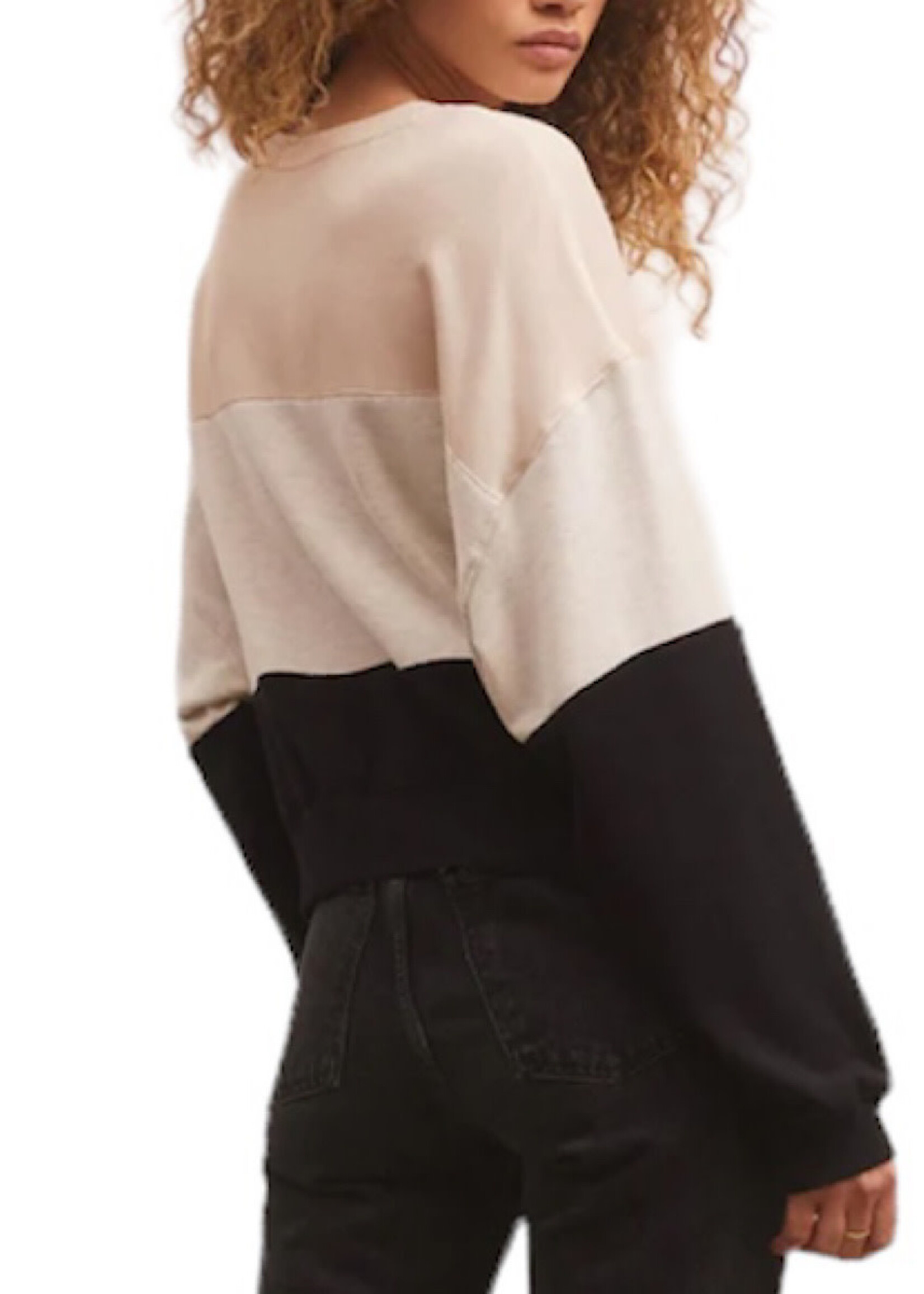 Z Supply Z Supply Colorblock Modal Sweatshirt Black/White