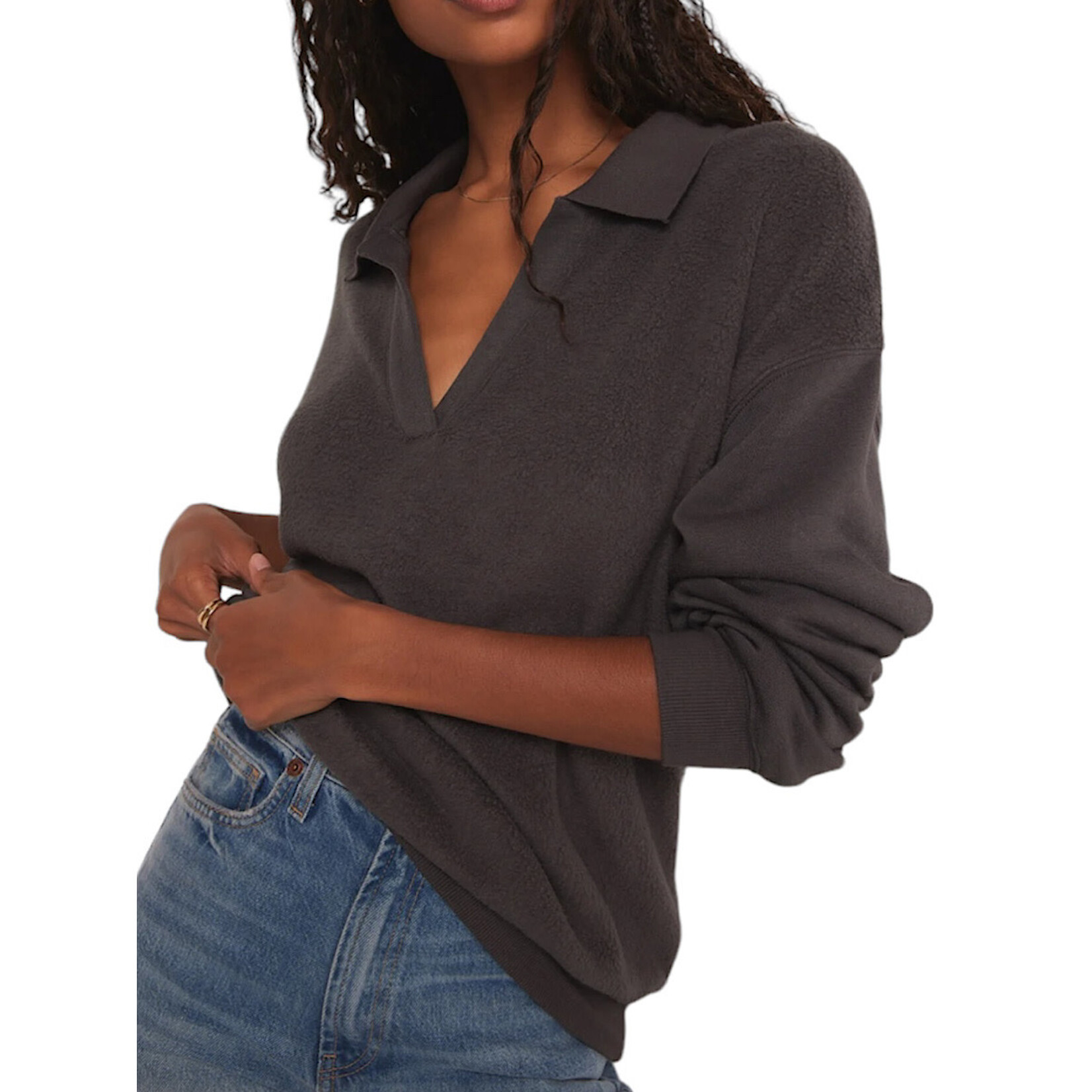 Z Supply Z Supply Nico Reverse Fleece Asphalt