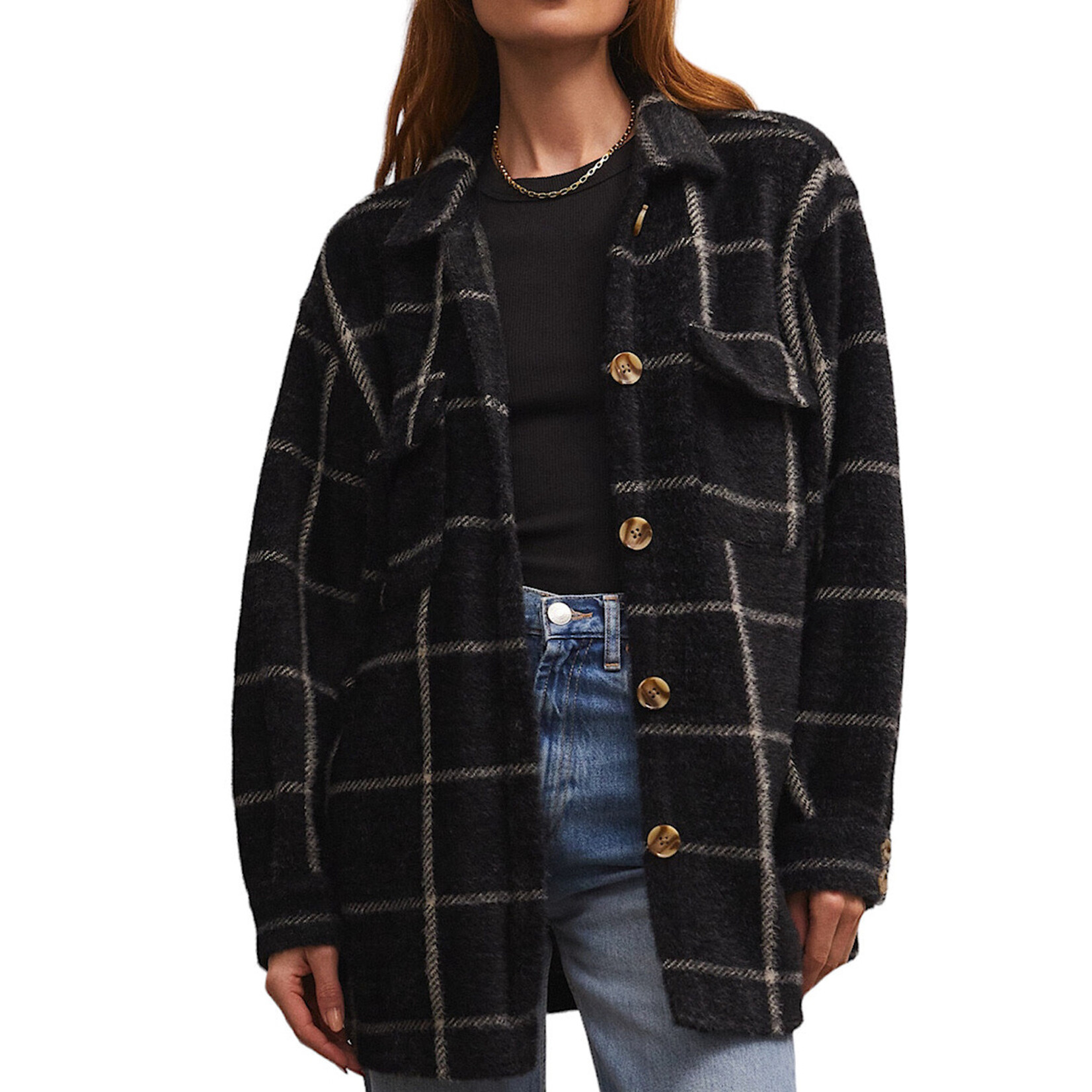 Z Supply Z Supply Plaid Tucker Jacket Washed Black