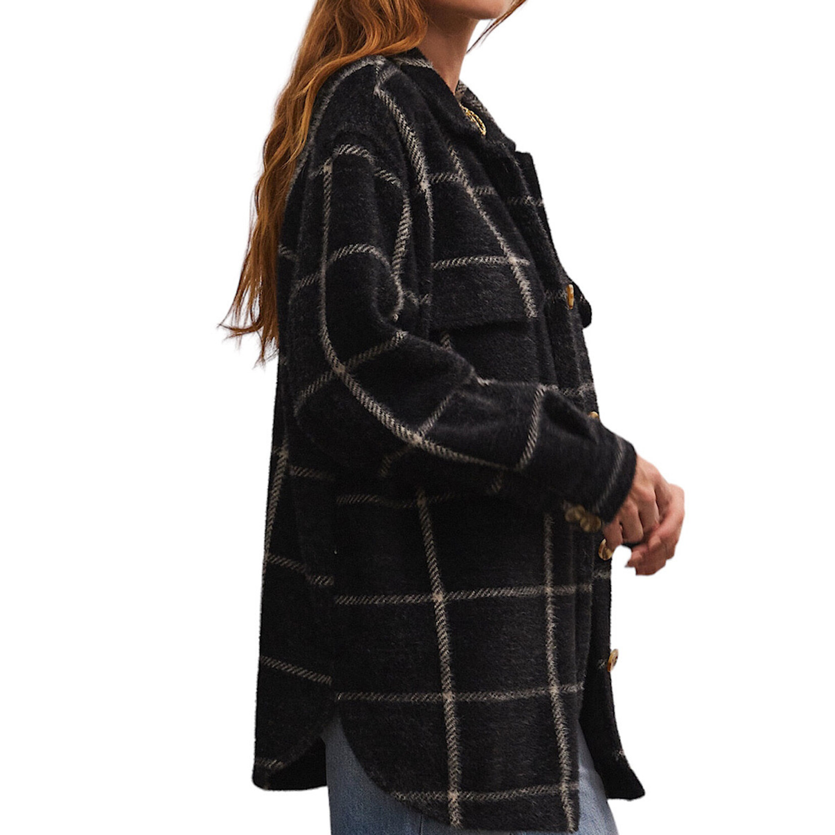 Z Supply Z Supply Plaid Tucker Jacket Washed Black